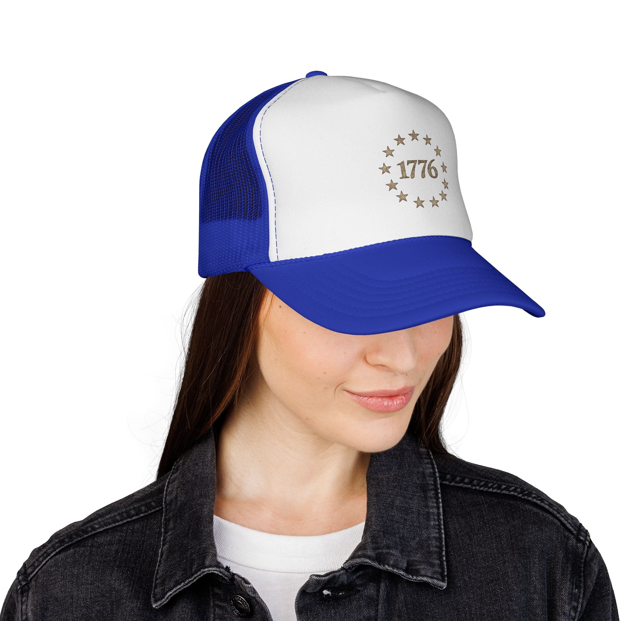 1776 Stars Trucker Hat — Vintage Patriotic Mesh Cap