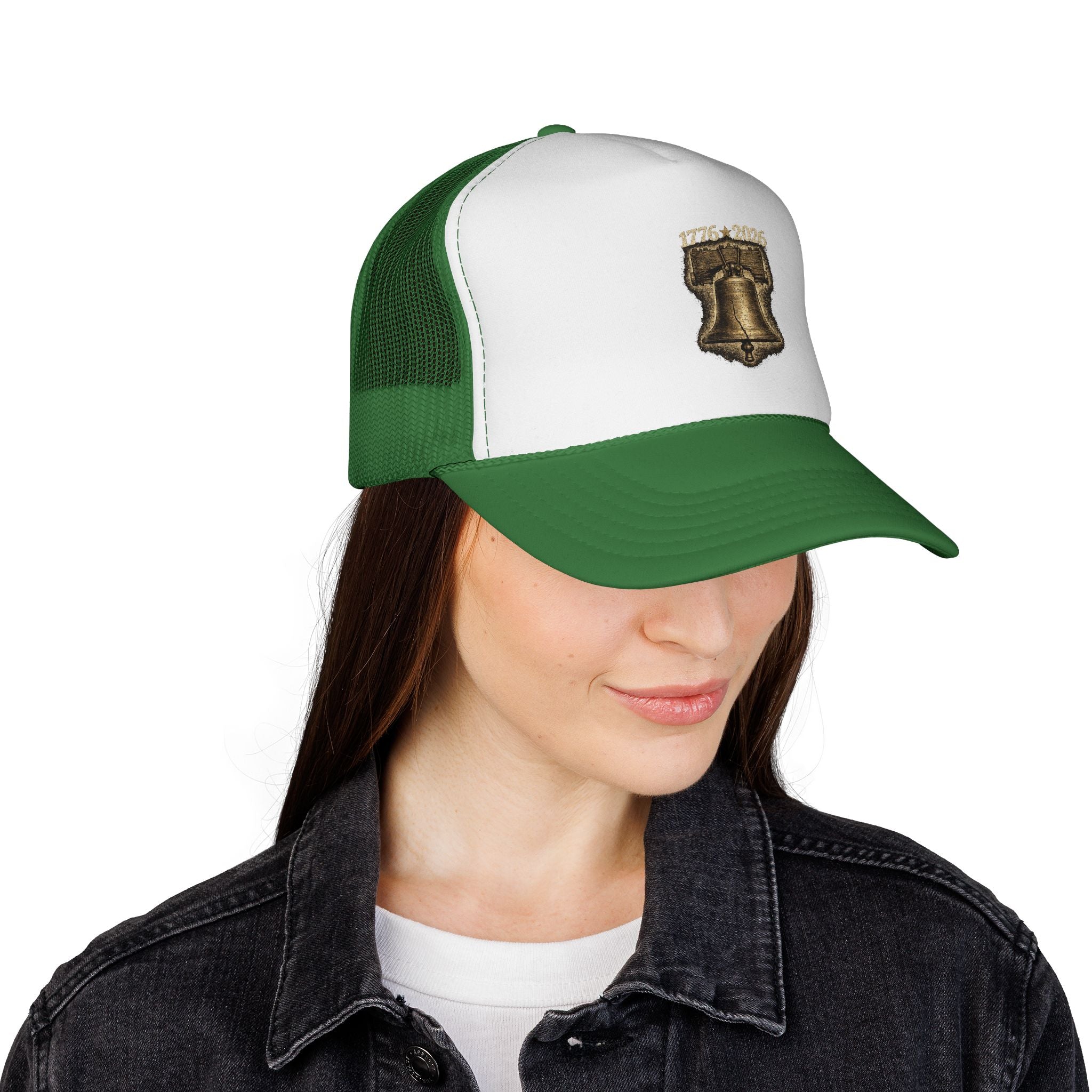 Liberty Bell Trucker Cap — Vintage Patriotic Patch Hat