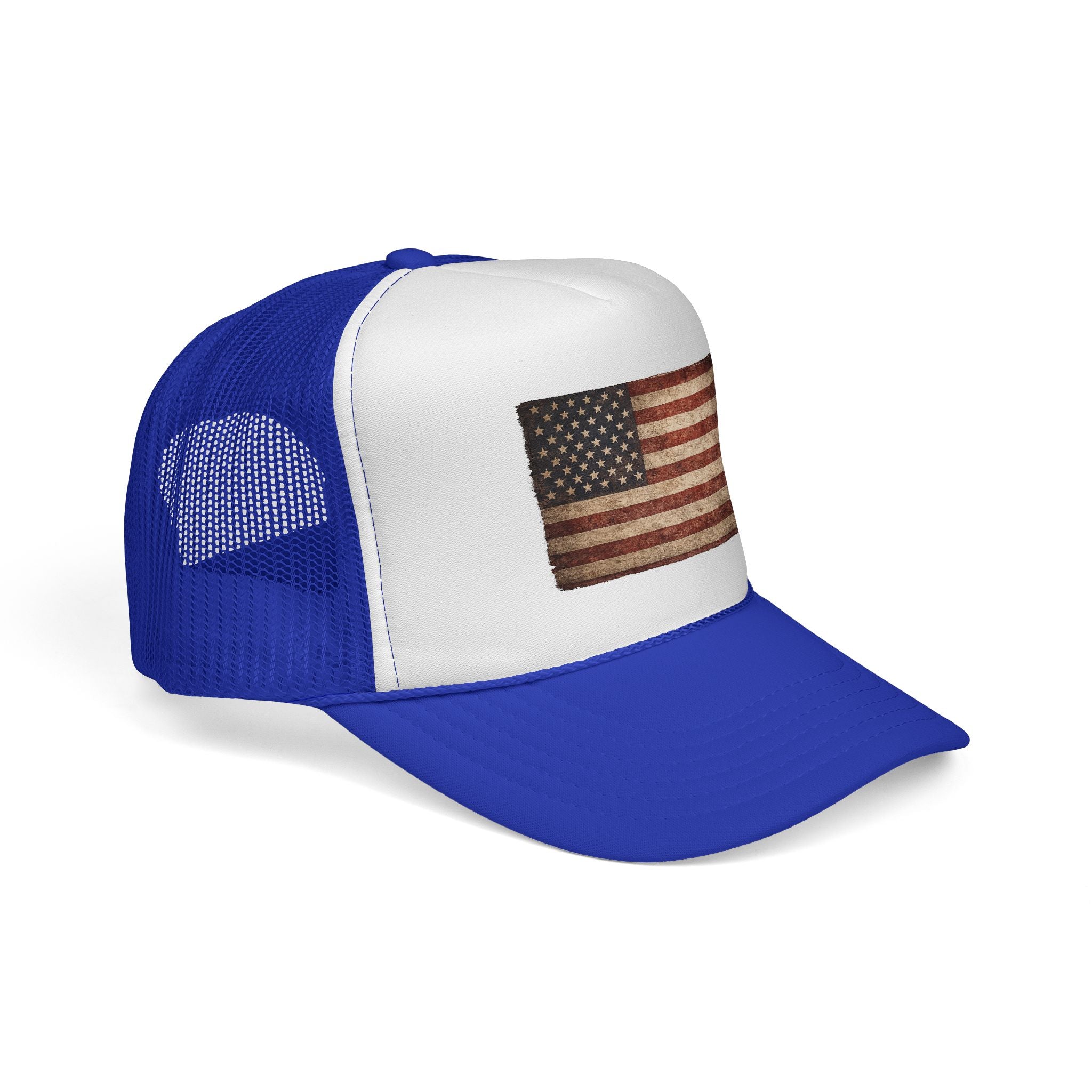 Vintage American Flag Trucker Cap — USA Mesh Hat