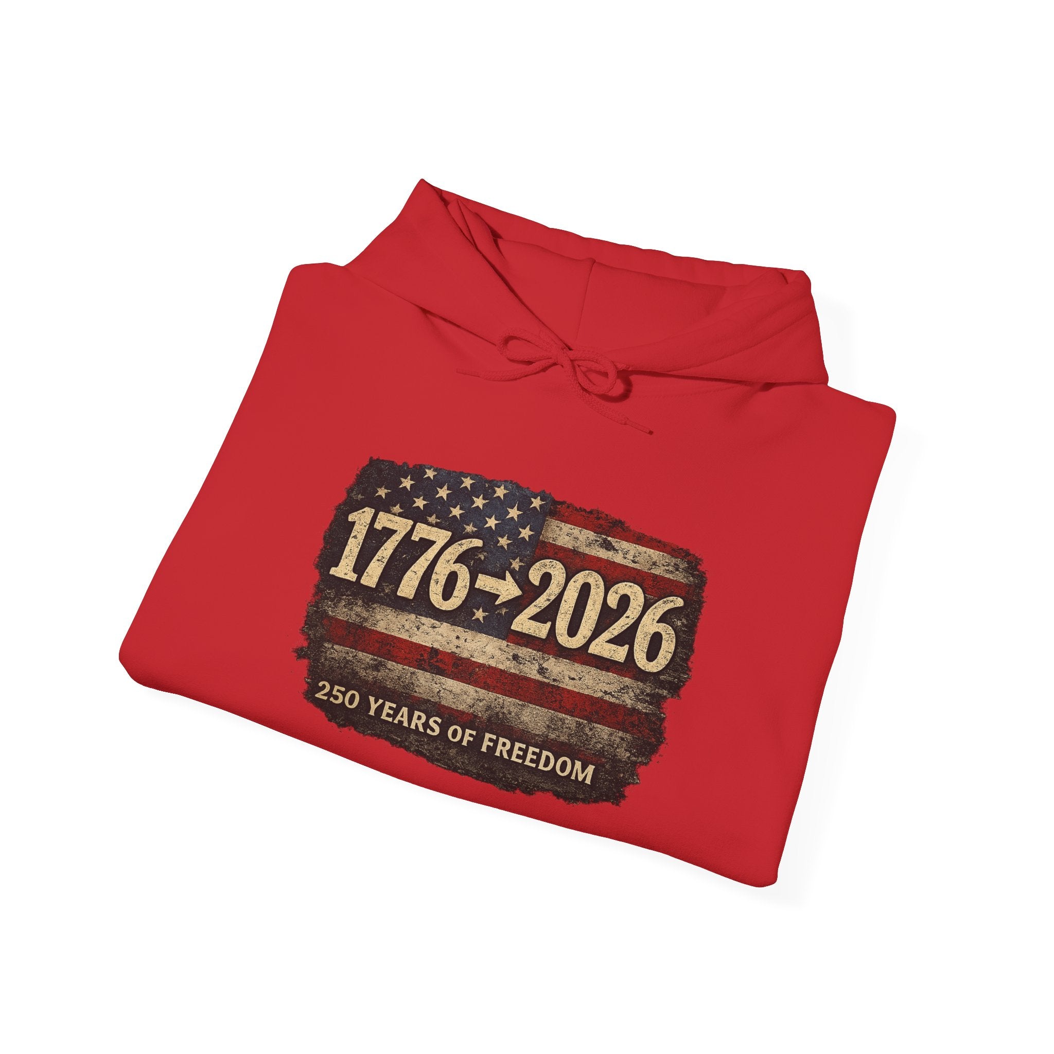 1776–2026 American Flag Hoodie — 250 Years of Freedom Anniversary Sweatshirt