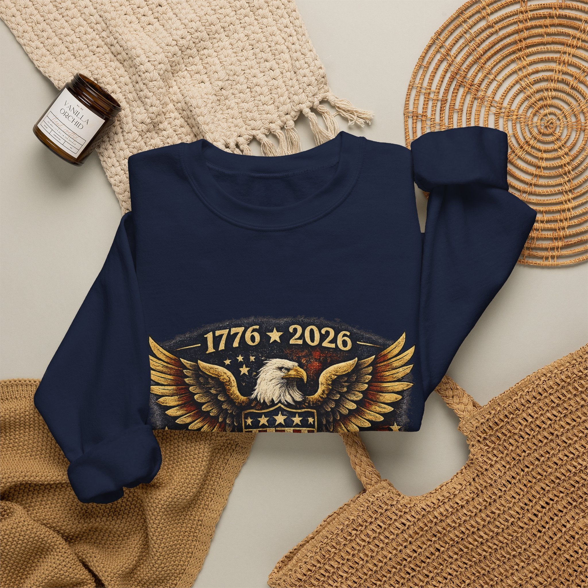 250 Years Strong Eagle Crewneck Sweatshirt — 1776–2026 Patriotic Anniversary