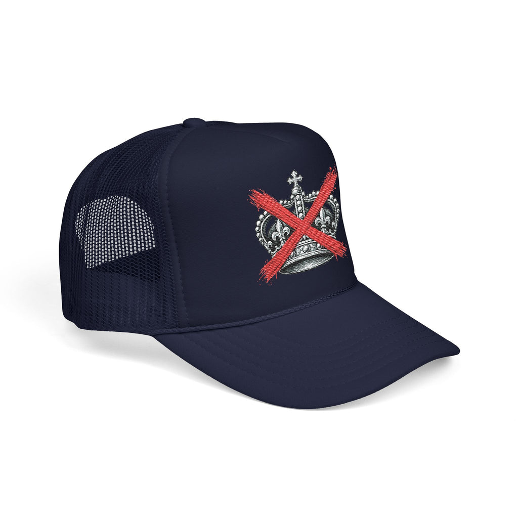 Anti-Crown Trucker Hat — Red X Crown Graphic Foam Mesh Cap