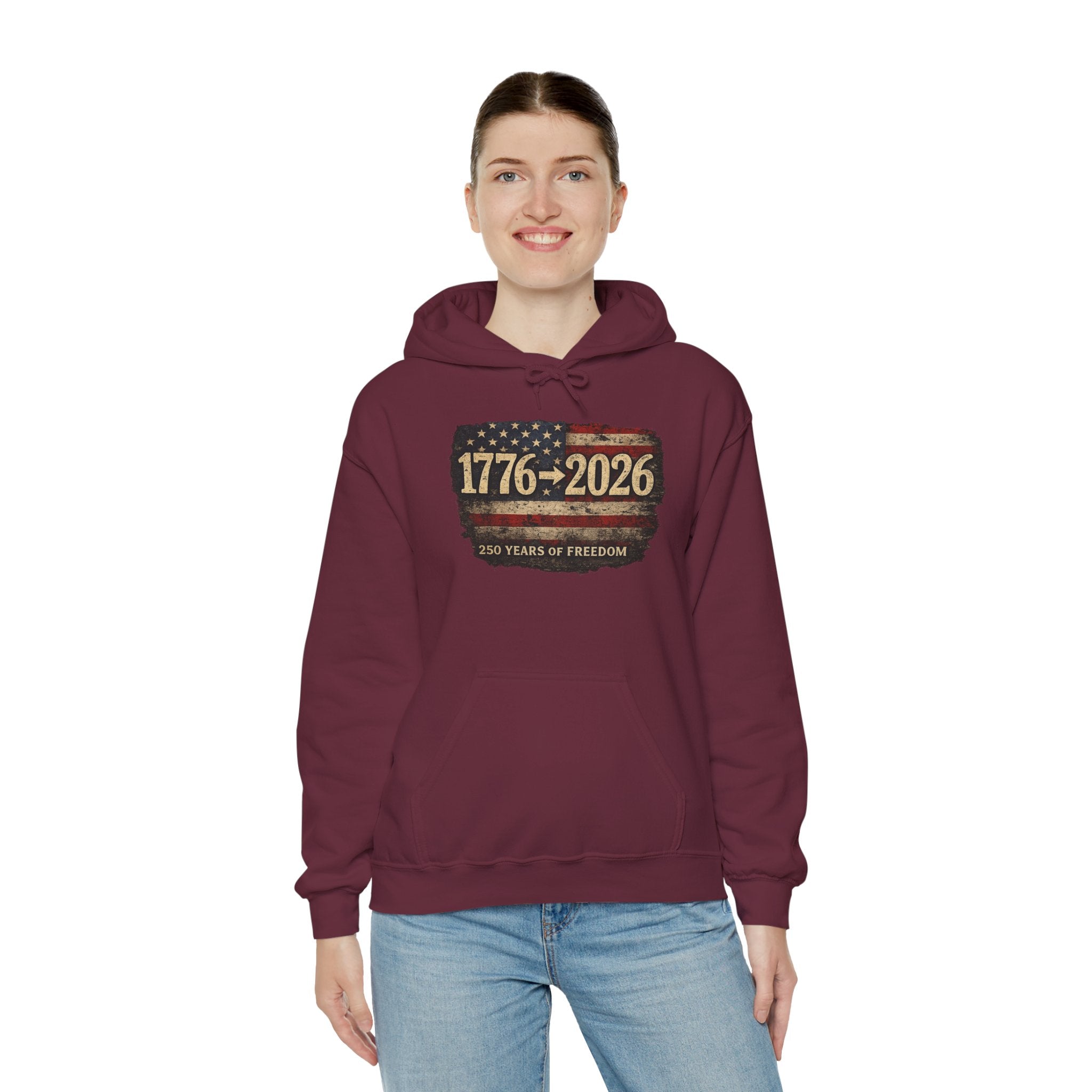 1776–2026 - 250 Years of Freedom Hoodie — Patriotic American Flag Anniversary Sweatshirt