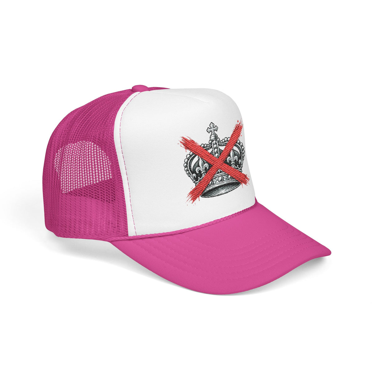 Anti-Crown Trucker Hat — Red X Crown Graphic Foam Mesh Cap