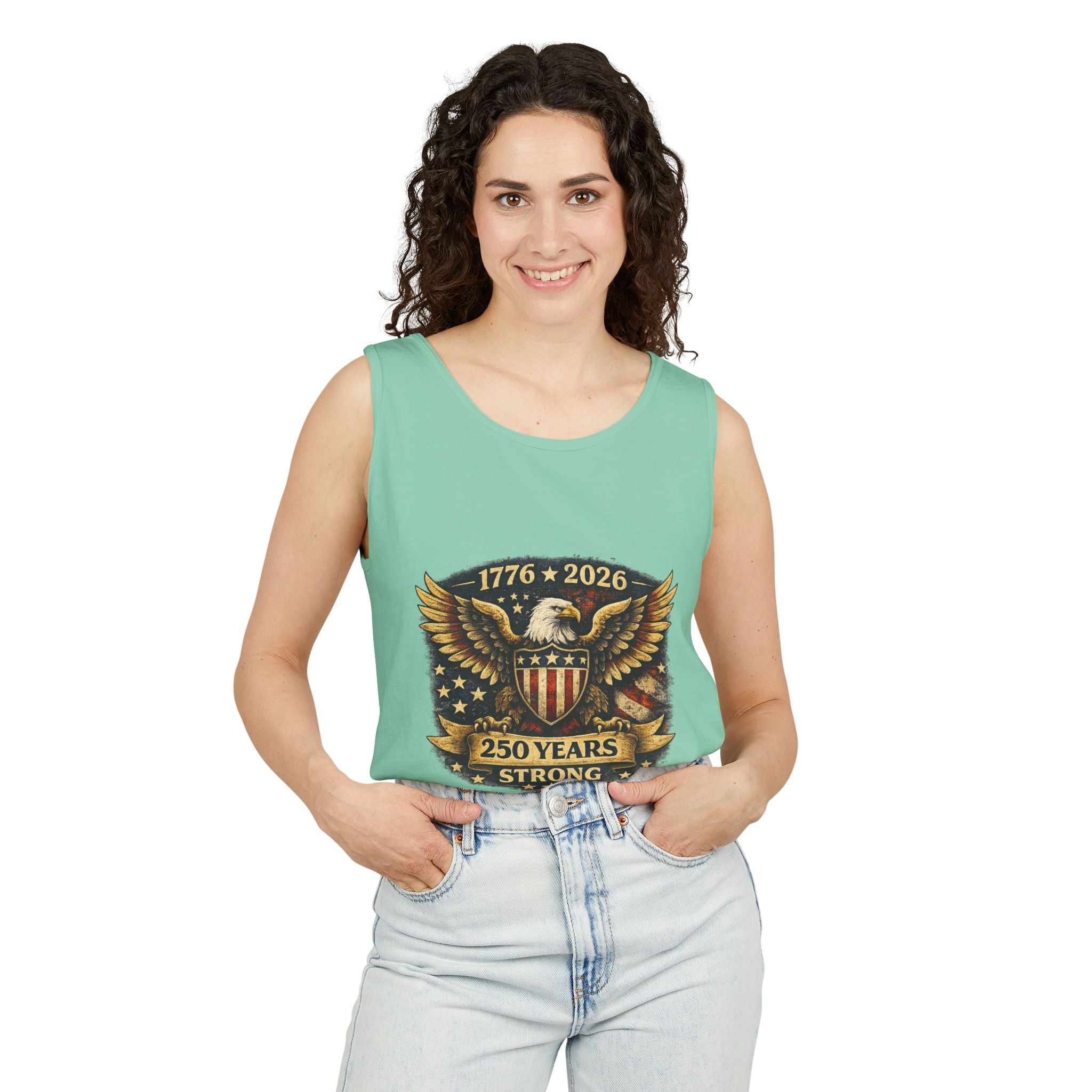 250 Years Strong Eagle Tank Top — 1776-2026 Patriotic Anniversary