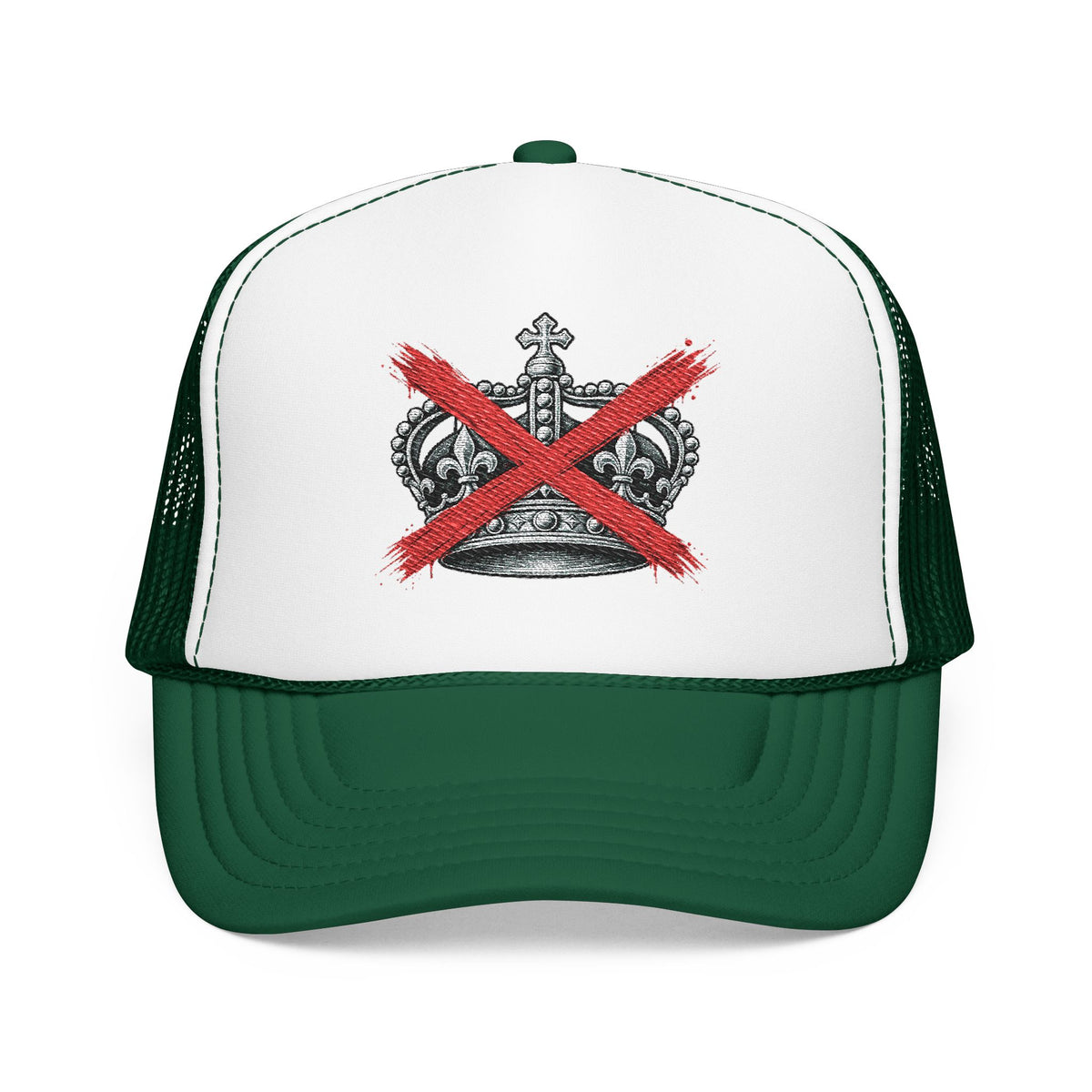 Anti-Crown Trucker Hat — Red X Crown Graphic Foam Mesh Cap