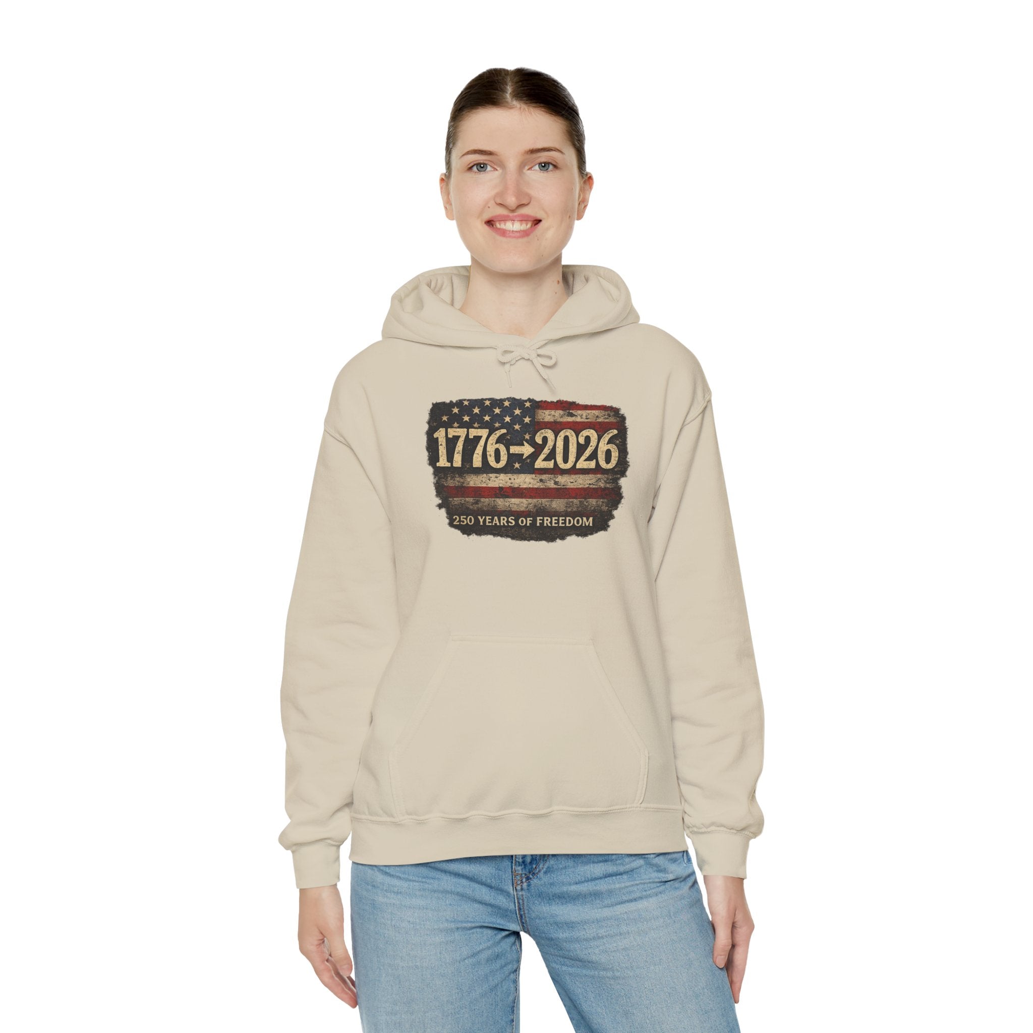 1776–2026 - 250 Years of Freedom Hoodie — Patriotic American Flag Anniversary Sweatshirt