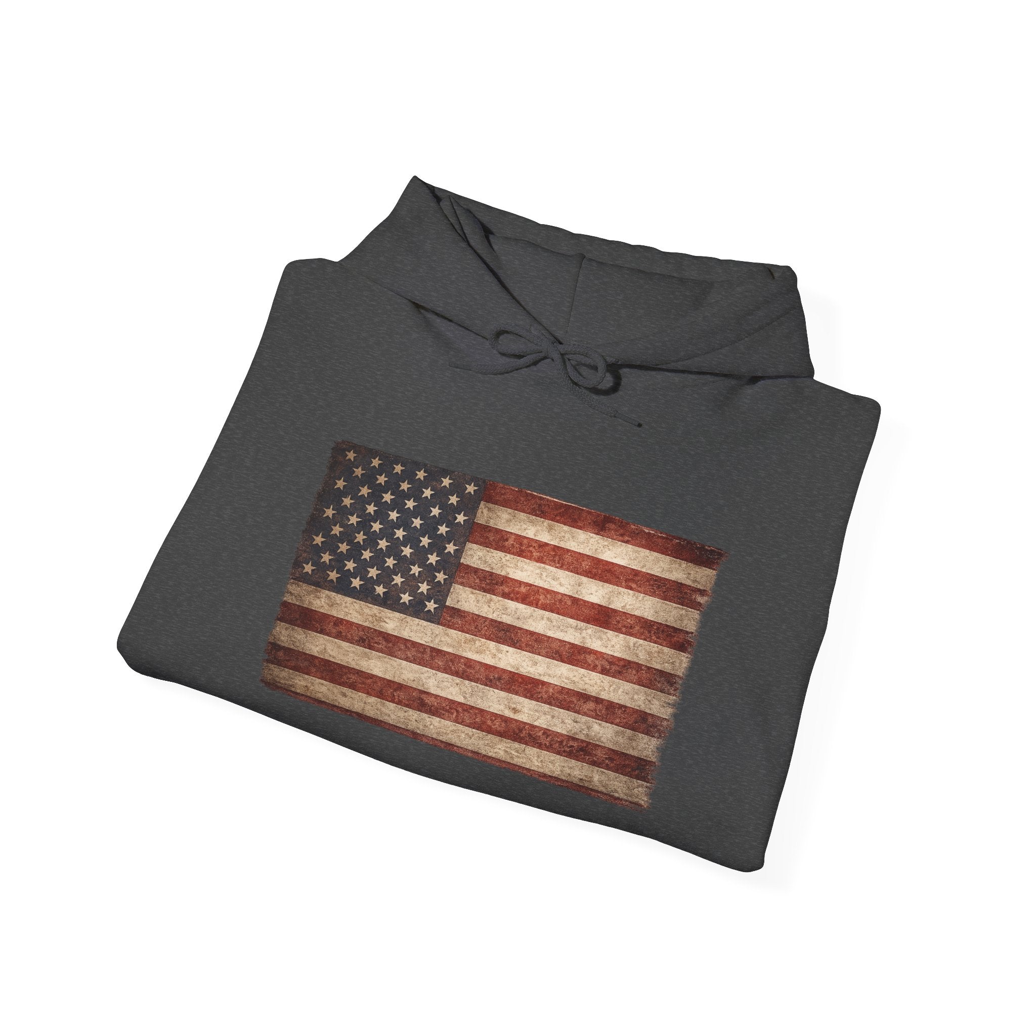 Distressed American Flag Hoodie – Vintage USA Patriotic Pullover