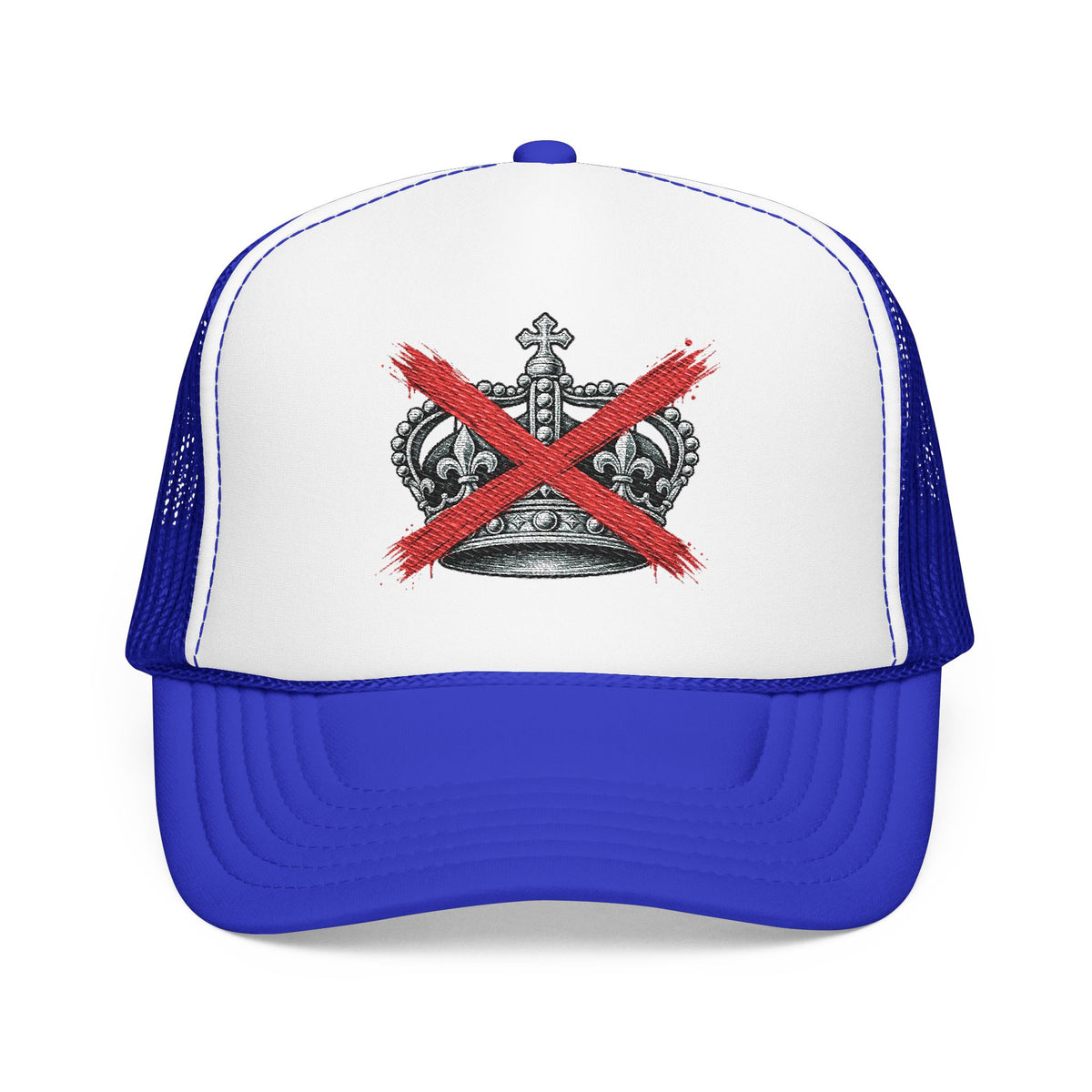 Anti-Crown Trucker Hat — Red X Crown Graphic Foam Mesh Cap