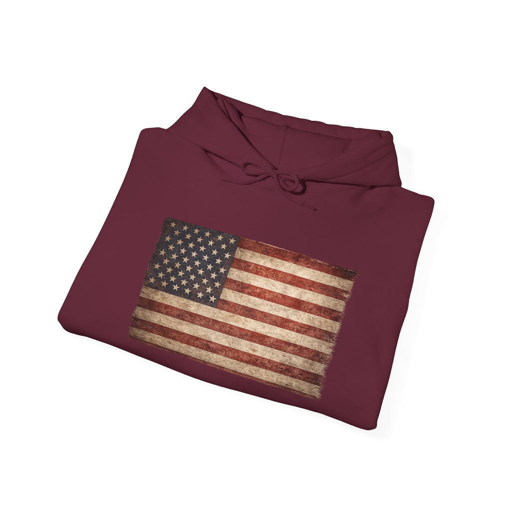 Vintage American Flag Hoodie — USA Patriotic Sweatshirt