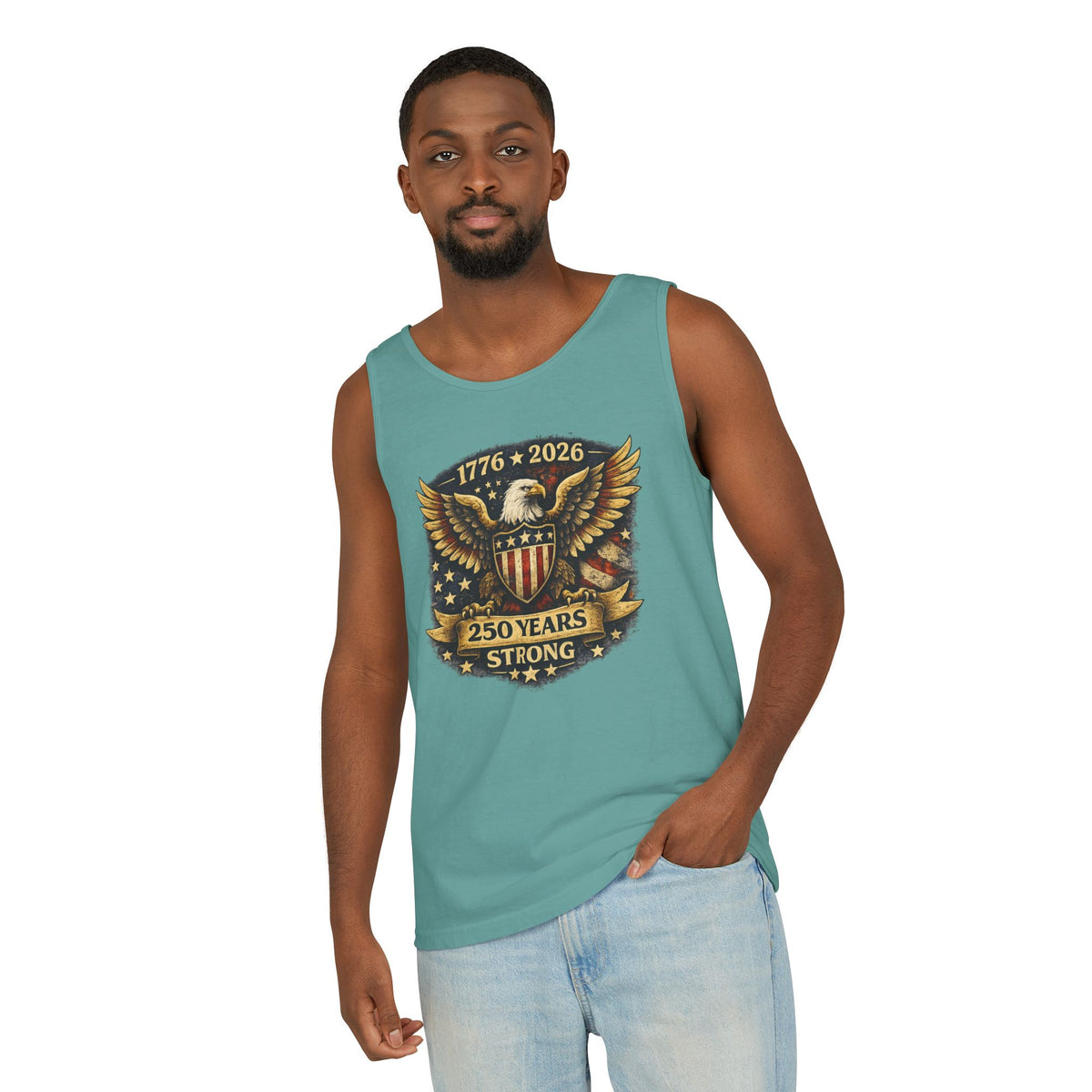 250 Years Strong Eagle Tank Top — 1776-2026 Patriotic Anniversary