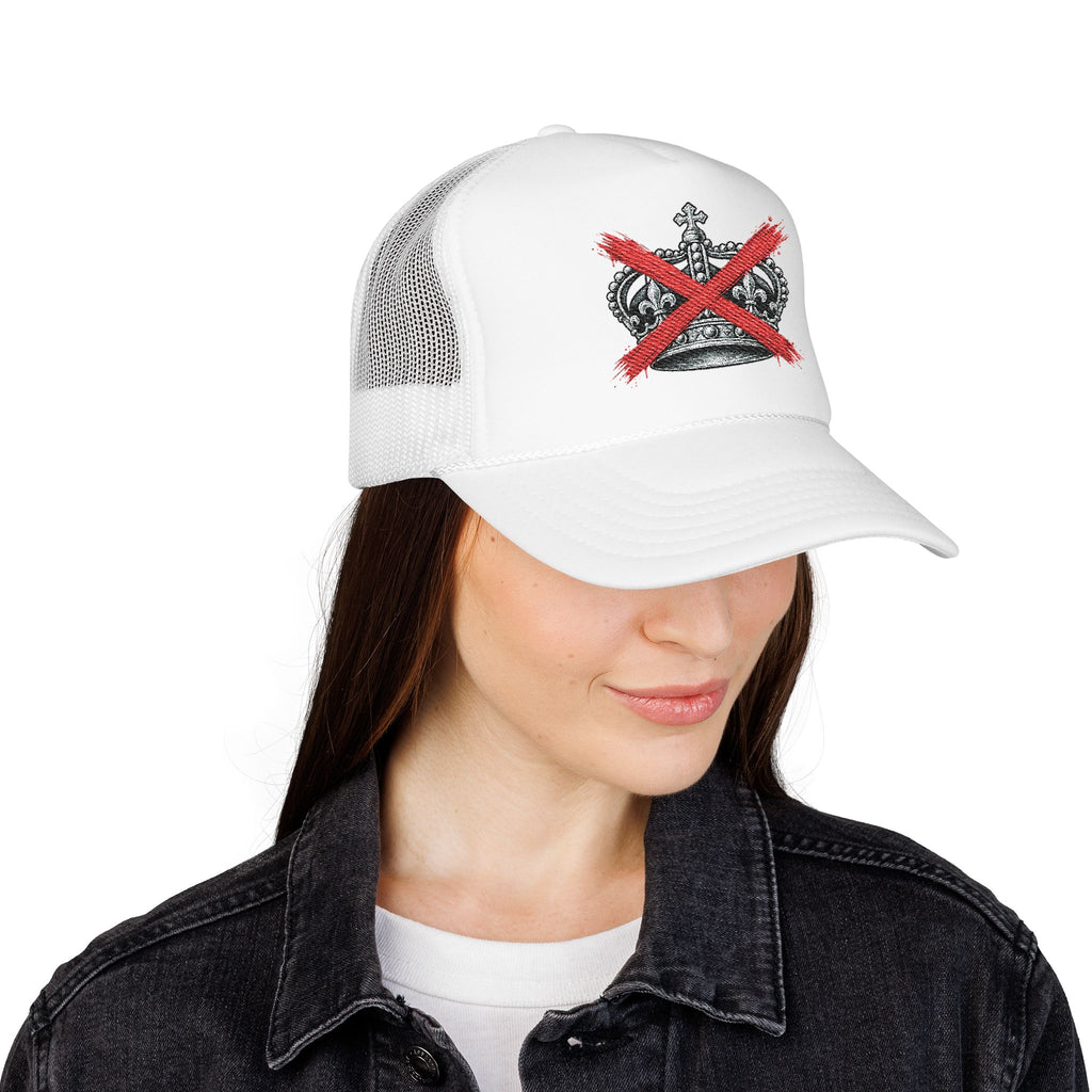 Anti-Crown Trucker Hat — Red X Crown Graphic Foam Mesh Cap