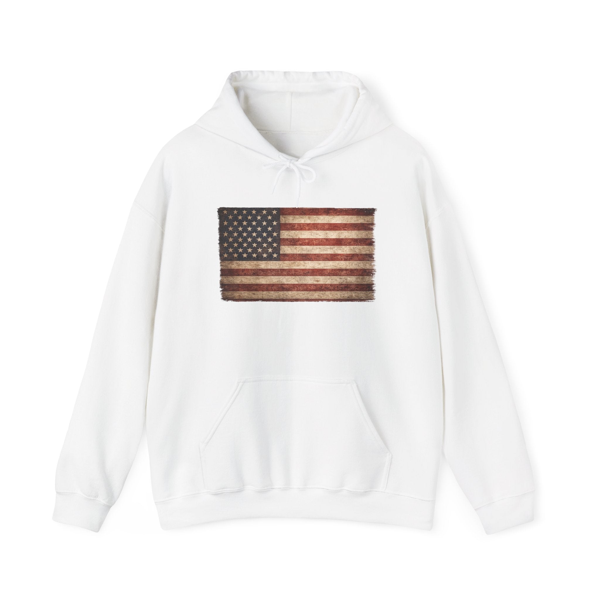 Vintage American Flag Hoodie — USA Patriotic Sweatshirt
