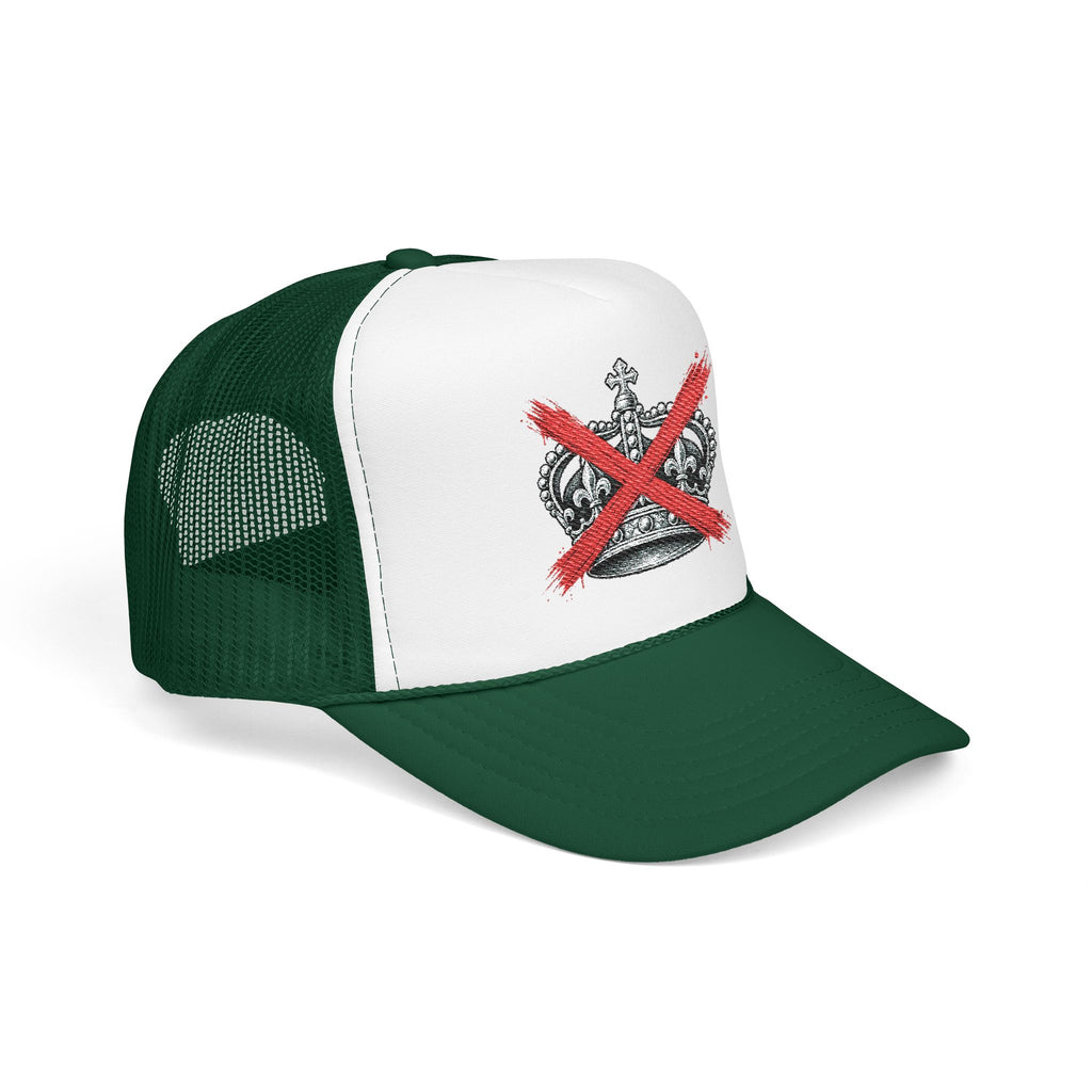Anti-Crown Trucker Hat — Red X Crown Graphic Foam Mesh Cap
