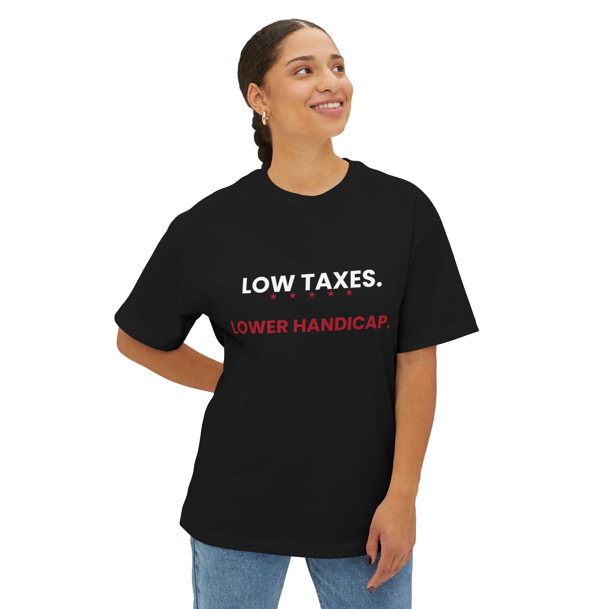 Low Taxes Lower Handicap T‑Shirt — Funny Political Golf Slogan Tee