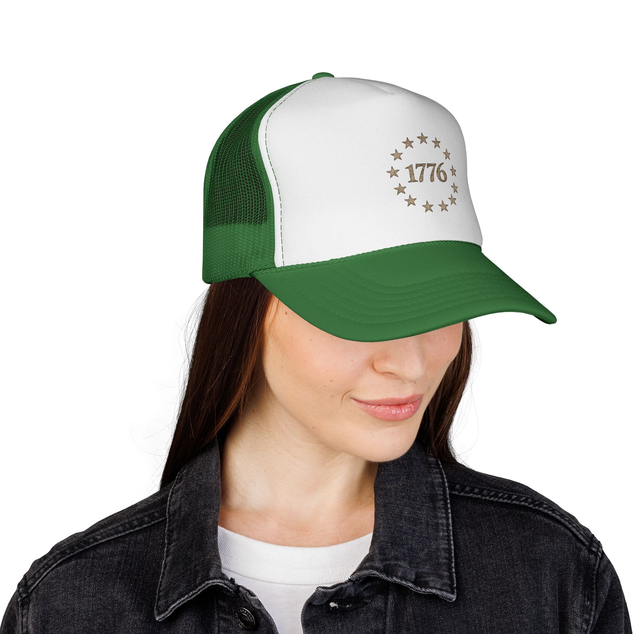 1776 Stars Trucker Hat — Vintage Patriotic Mesh Cap