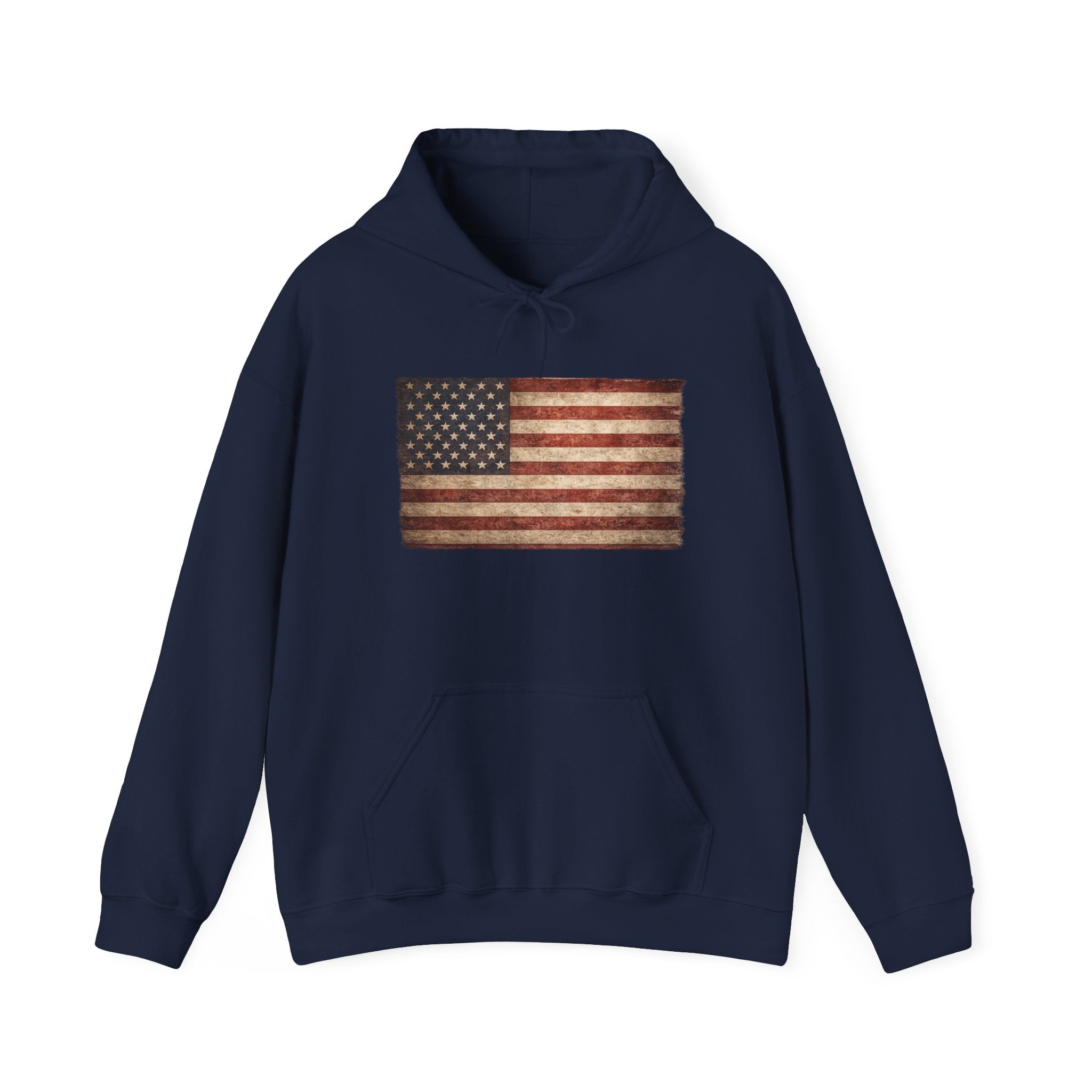 Vintage American Flag Hoodie — USA Patriotic Sweatshirt