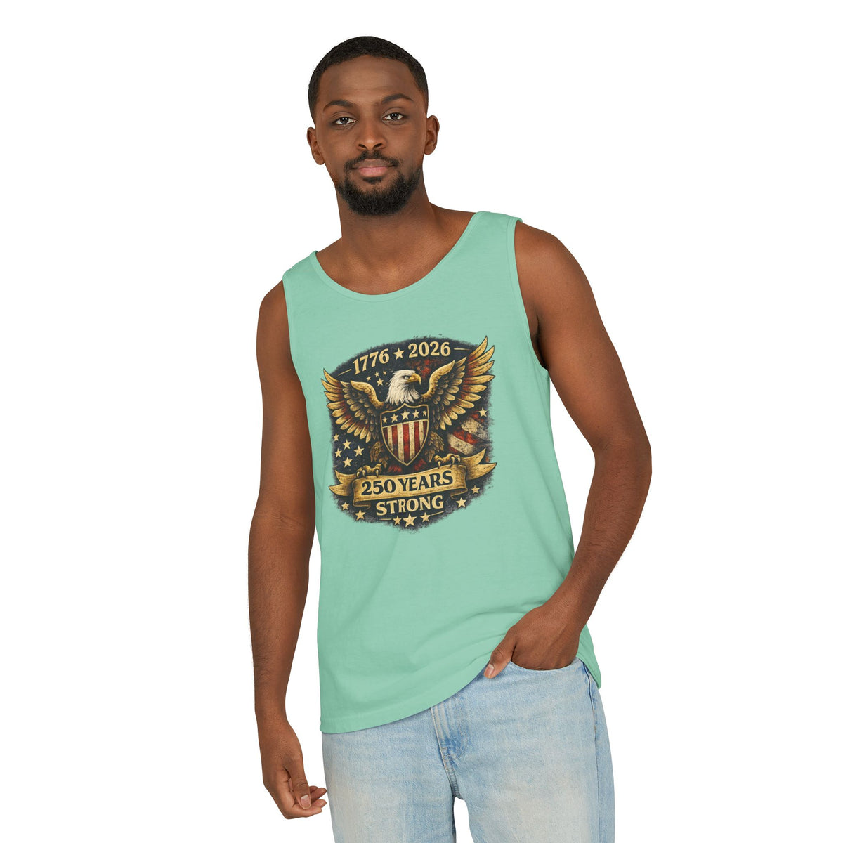 250 Years Strong Eagle Tank Top — 1776-2026 Patriotic Anniversary