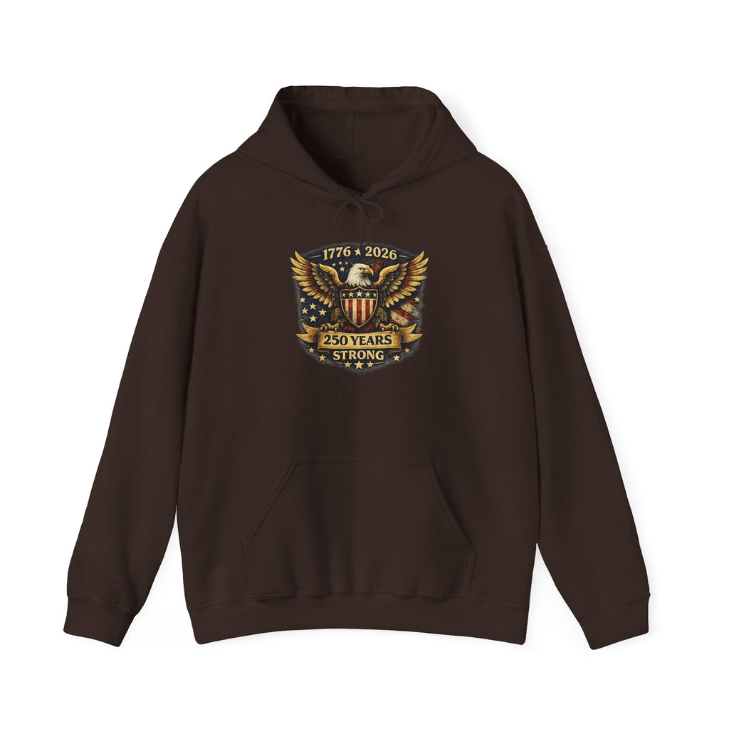 250 Years Strong Eagle Hoodie — 1776‑2026 Patriotic Anniversary Sweatshirt