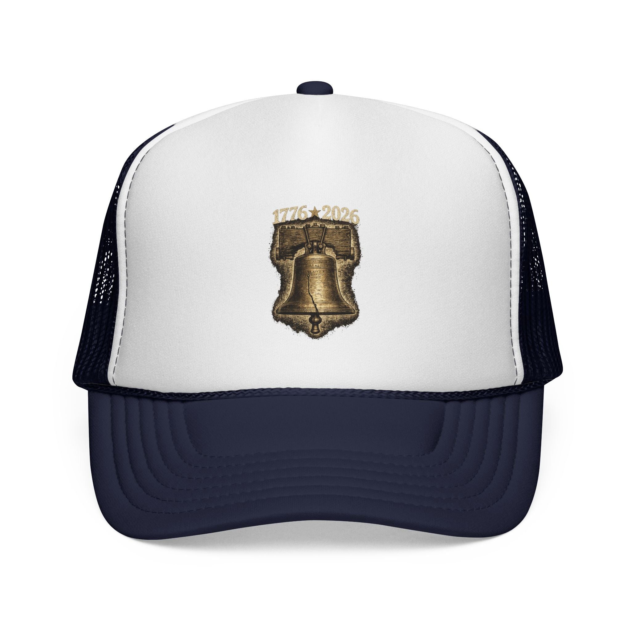 Liberty Bell Trucker Cap — Vintage Patriotic Patch Hat