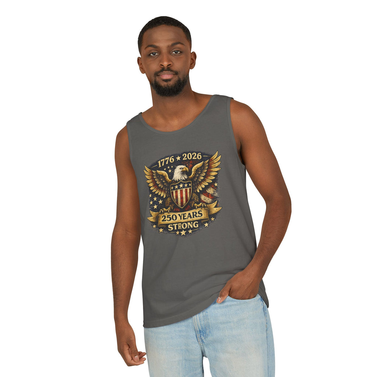 250 Years Strong Eagle Tank Top — 1776-2026 Patriotic Anniversary