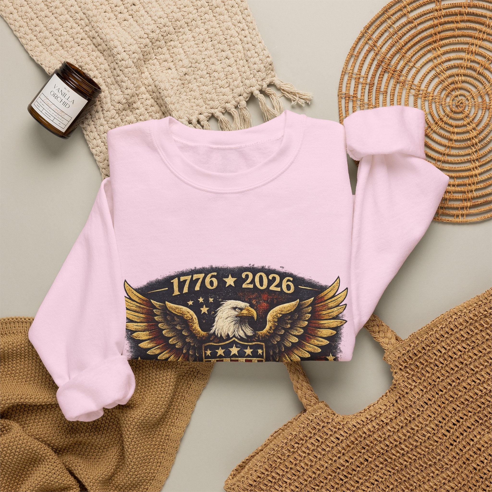 250 Years Strong Eagle Crewneck Sweatshirt — 1776–2026 Patriotic Anniversary