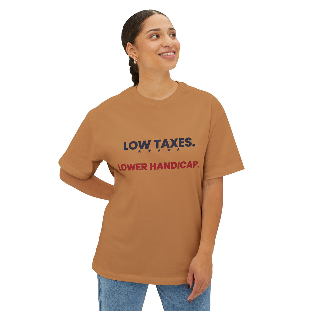 "Low Taxes. Lower Handicap." Golf Tee — Patriotic Golf T-Shirt