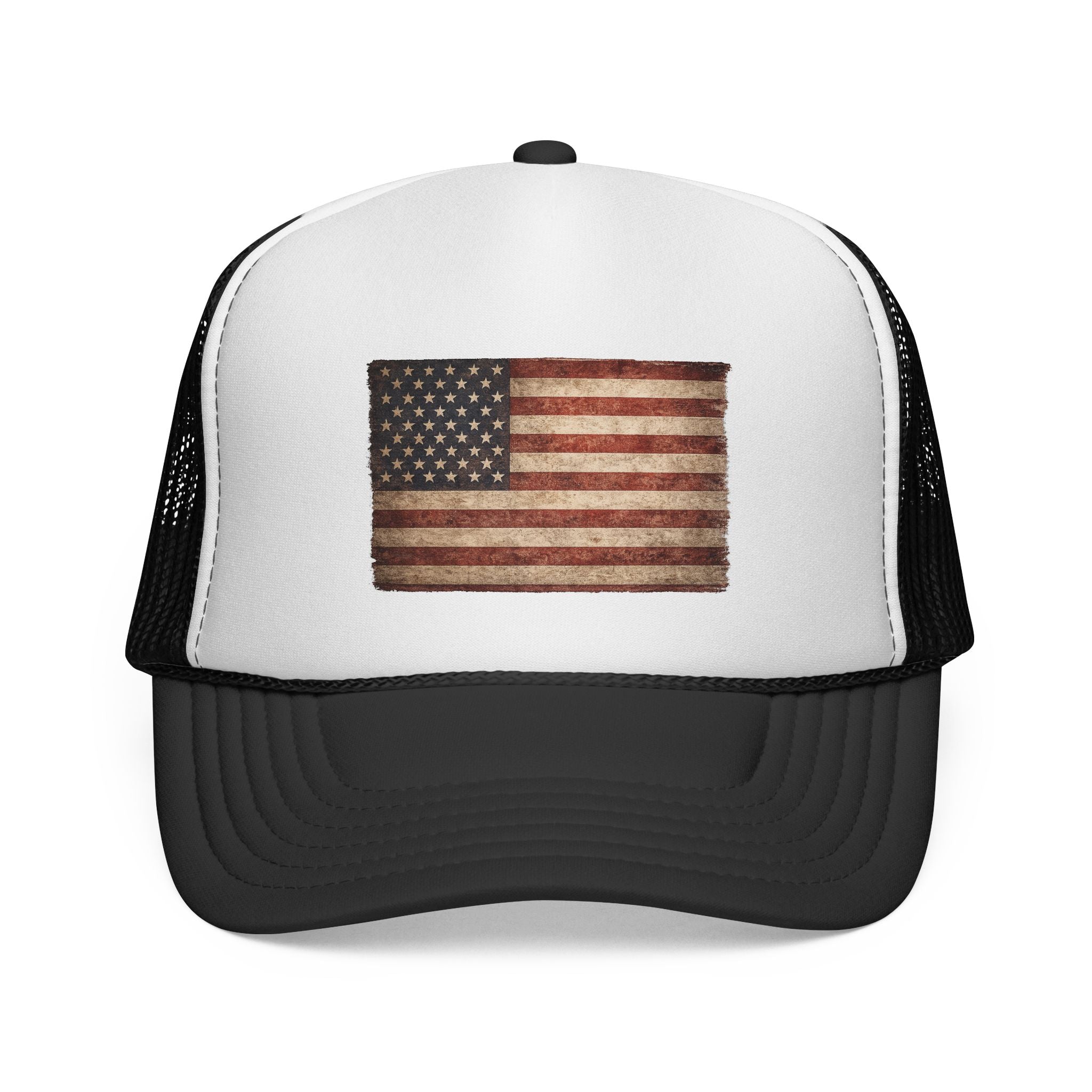 Vintage American Flag Trucker Cap — USA Mesh Hat