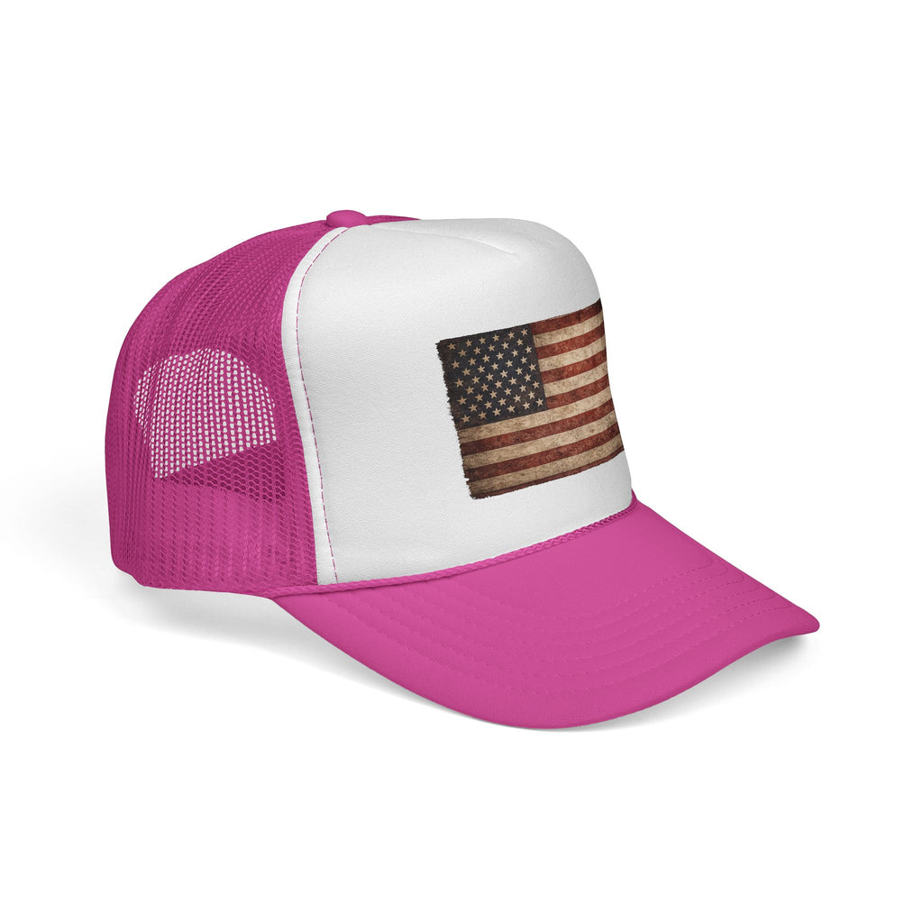 Vintage American Flag Trucker Cap — Distressed USA Patriotic Hat