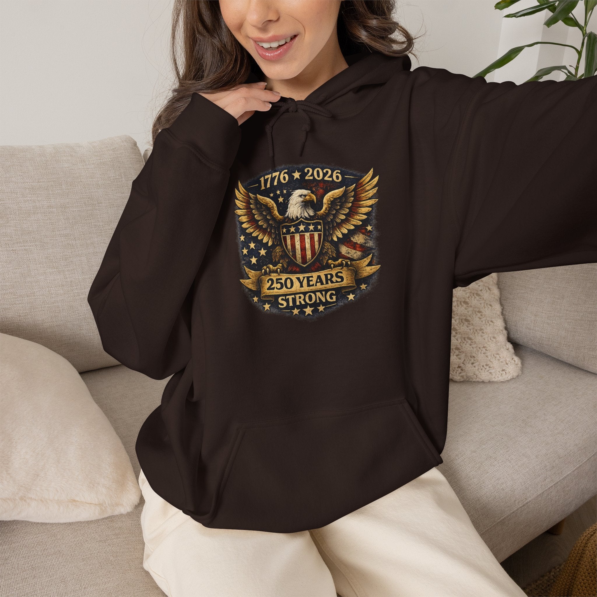 250 Years Strong Eagle Hoodie — 1776‑2026 Patriotic Anniversary Sweatshirt
