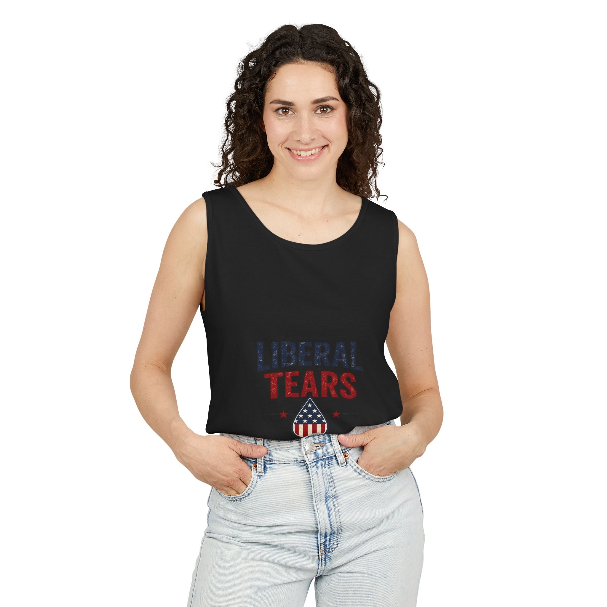 Political Tank Top — "Liberal Tears" Patriotic Drop Design
