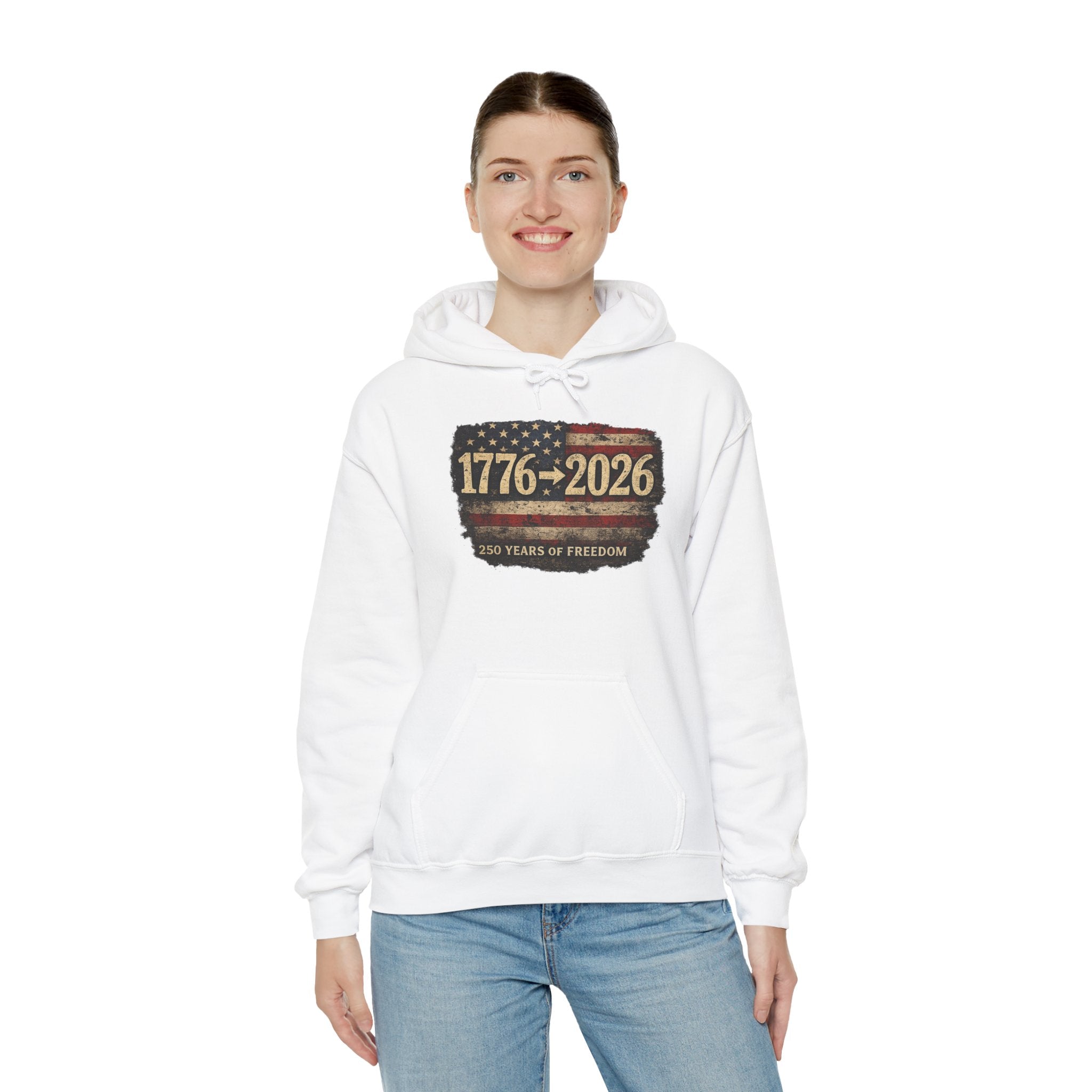 1776–2026 - 250 Years of Freedom Hoodie — Patriotic American Flag Anniversary Sweatshirt