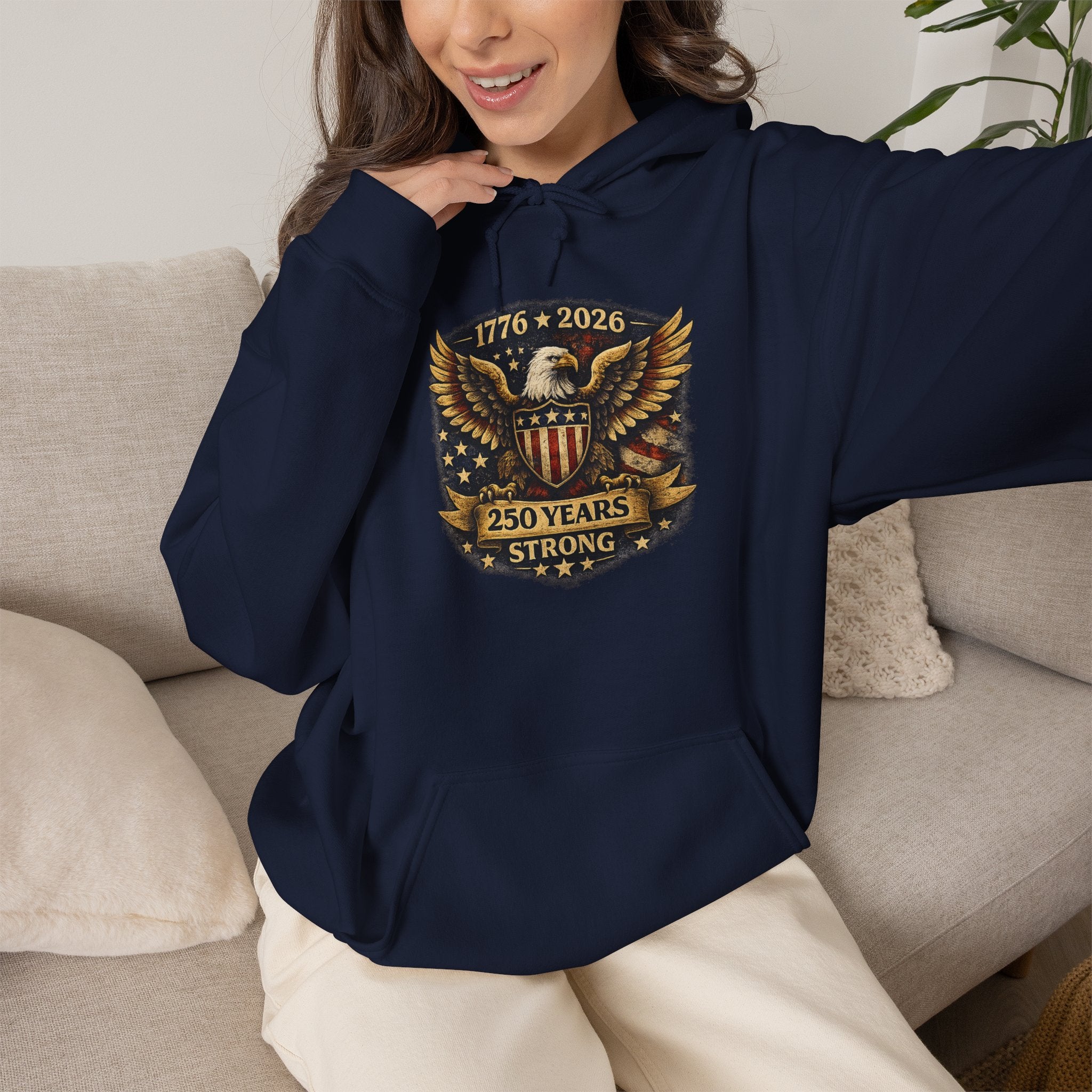 250 Years Strong Eagle Hoodie — 1776‑2026 Patriotic Anniversary Sweatshirt