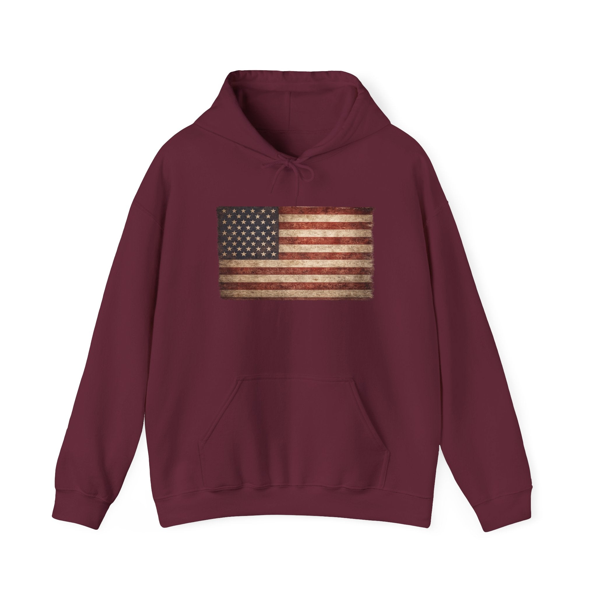 Vintage American Flag Hoodie — USA Patriotic Sweatshirt