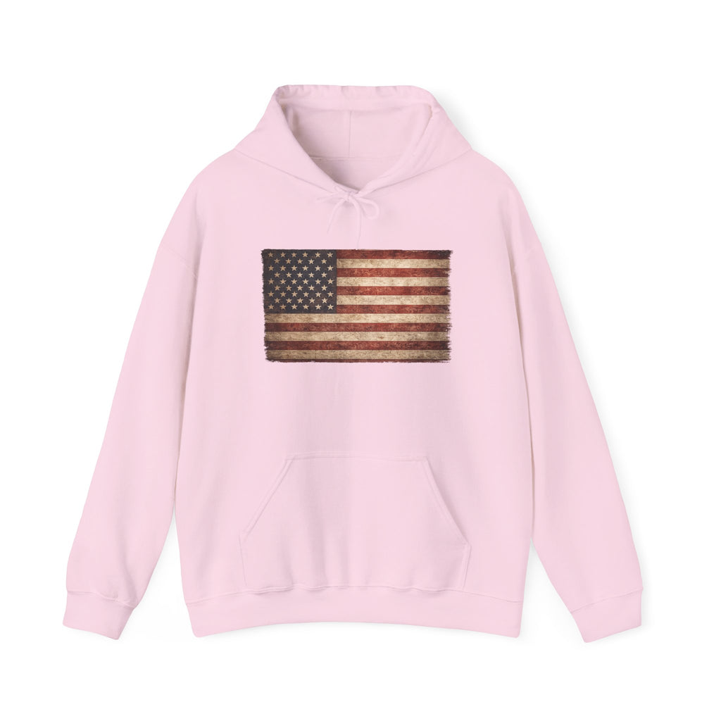 Vintage American Flag Hoodie — USA Patriotic Sweatshirt