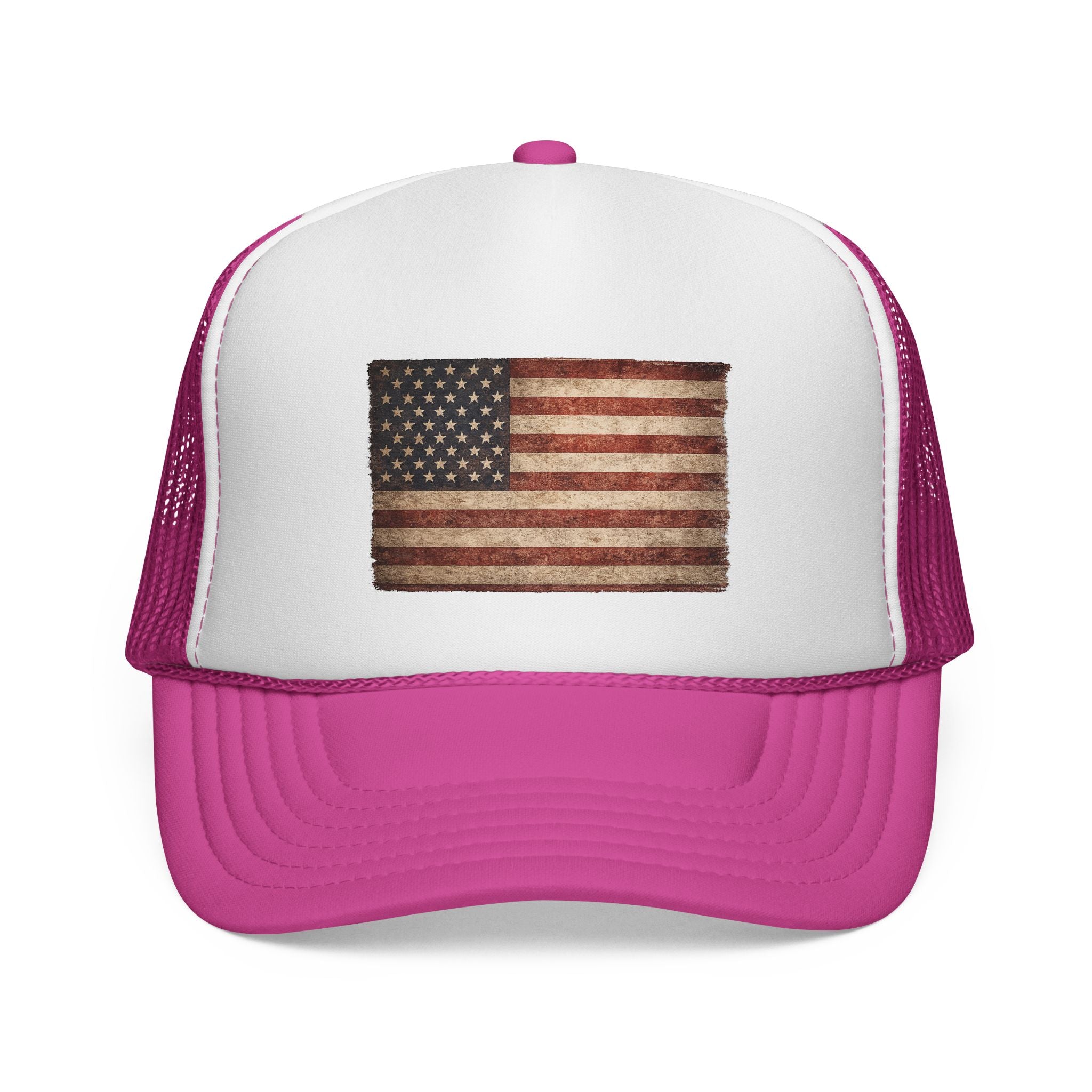 Vintage American Flag Trucker Cap — Distressed USA Patriotic Hat