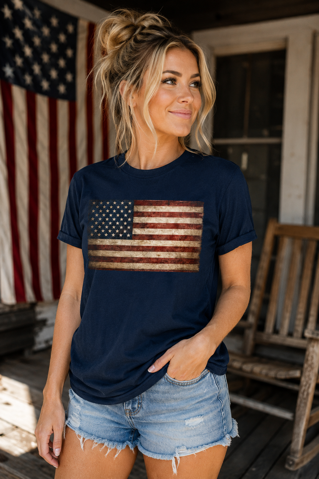 Vintage American Flag T‑Shirt — 1776 Stars Retro Patriotic Tee