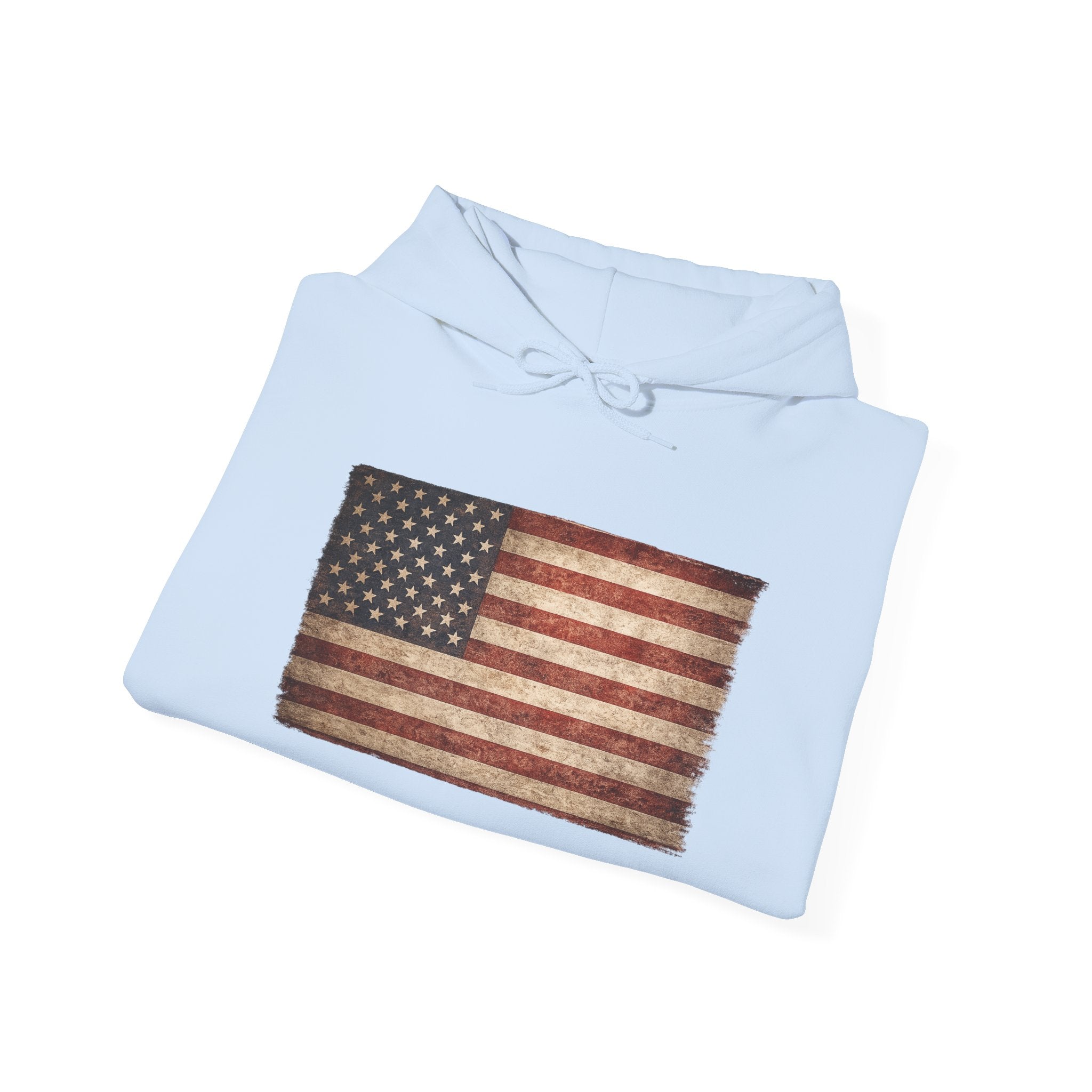 Distressed American Flag Hoodie – Vintage USA Patriotic Pullover