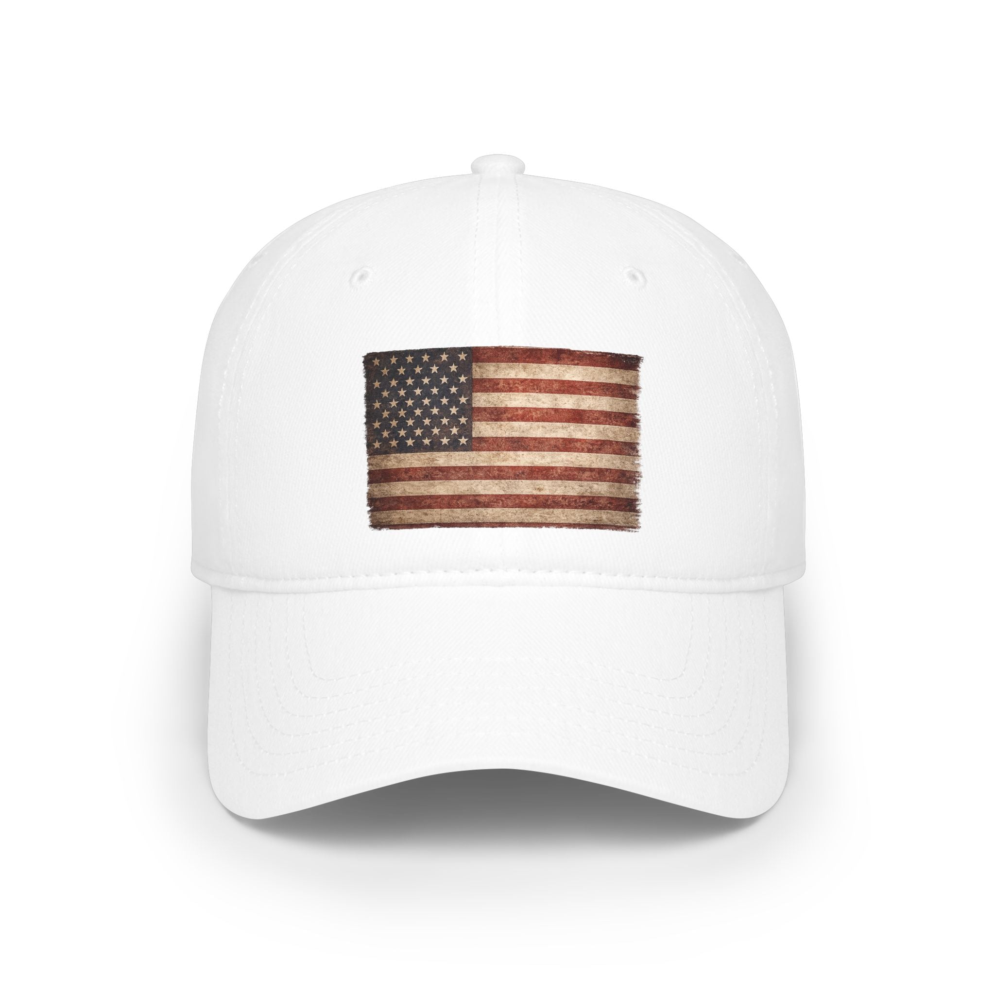 Distressed American Flag Low Profile Cap — Vintage USA Baseball Hat