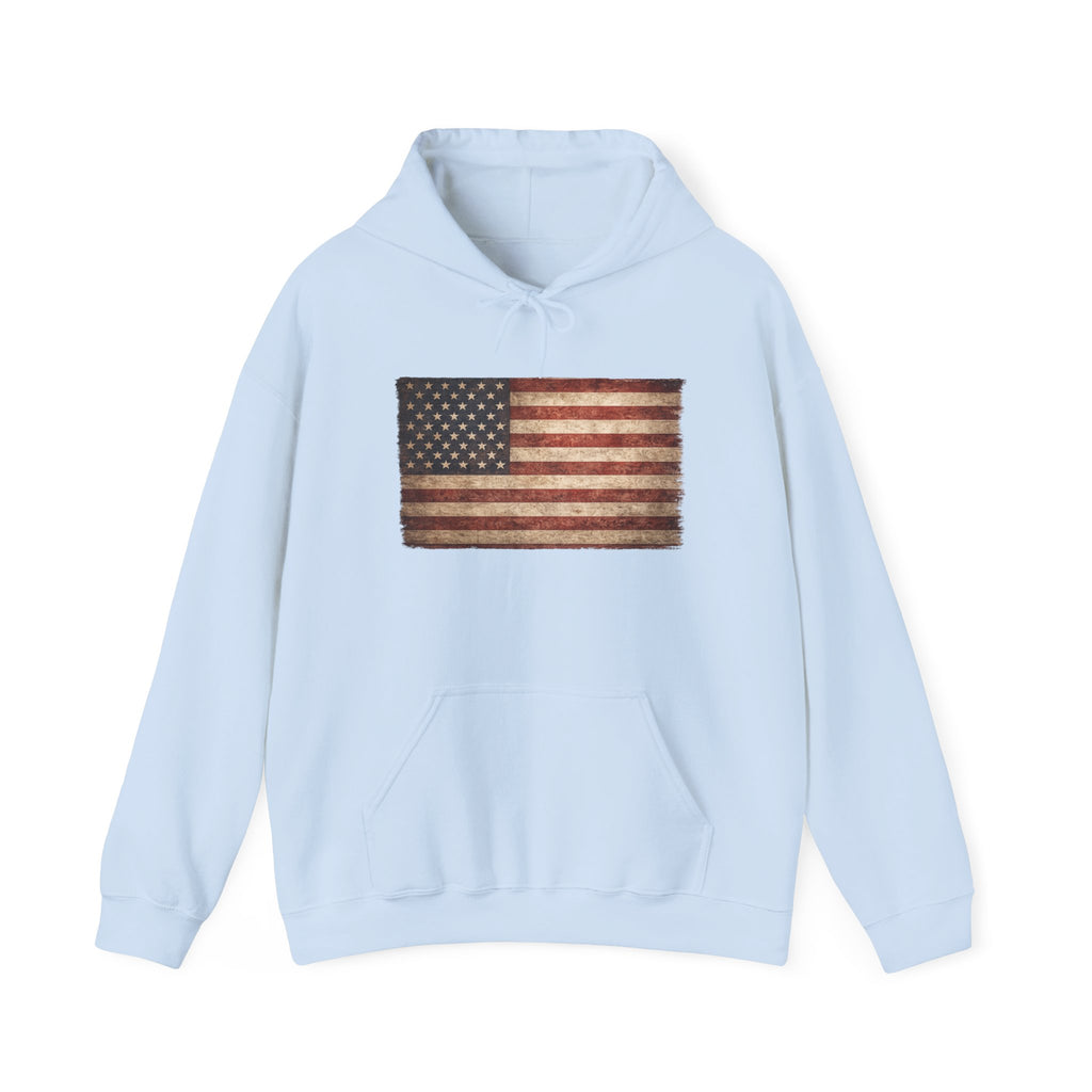 Vintage American Flag Hoodie — USA Patriotic Sweatshirt