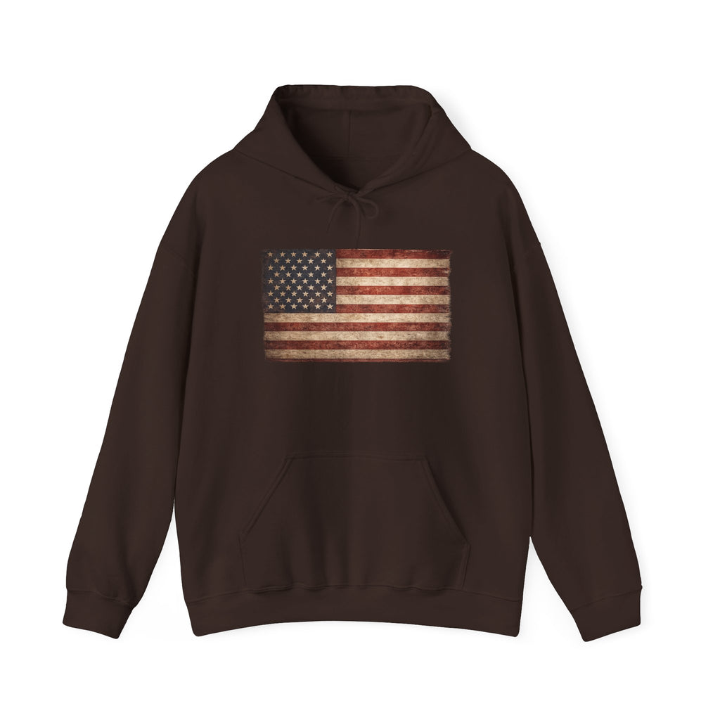 Vintage American Flag Hoodie — USA Patriotic Sweatshirt