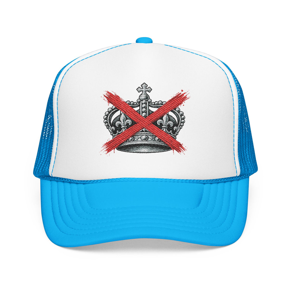 Anti-Crown Trucker Hat — Red X Crown Graphic Foam Mesh Cap