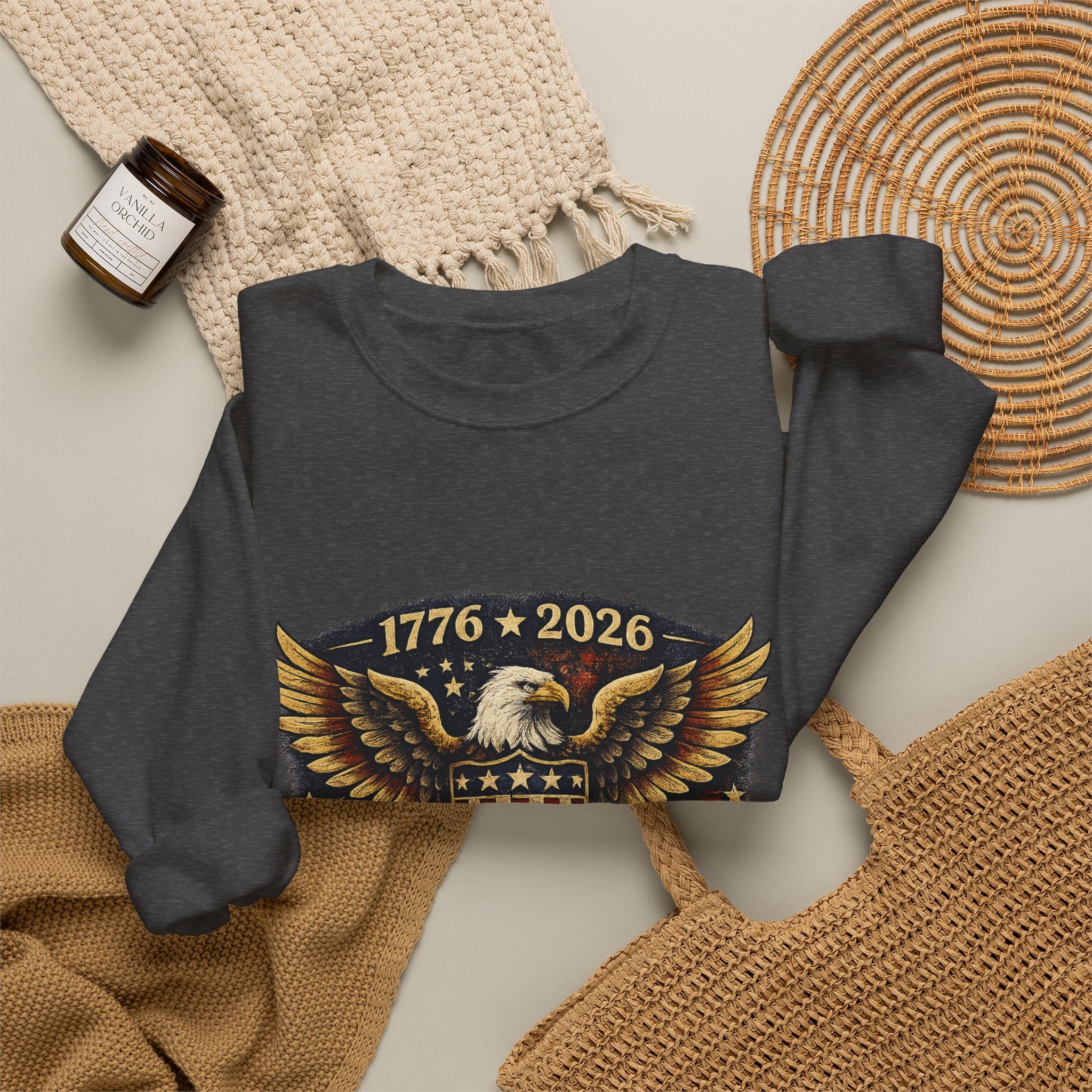 250 Years Strong Eagle Crewneck Sweatshirt — 1776–2026 Patriotic Anniversary