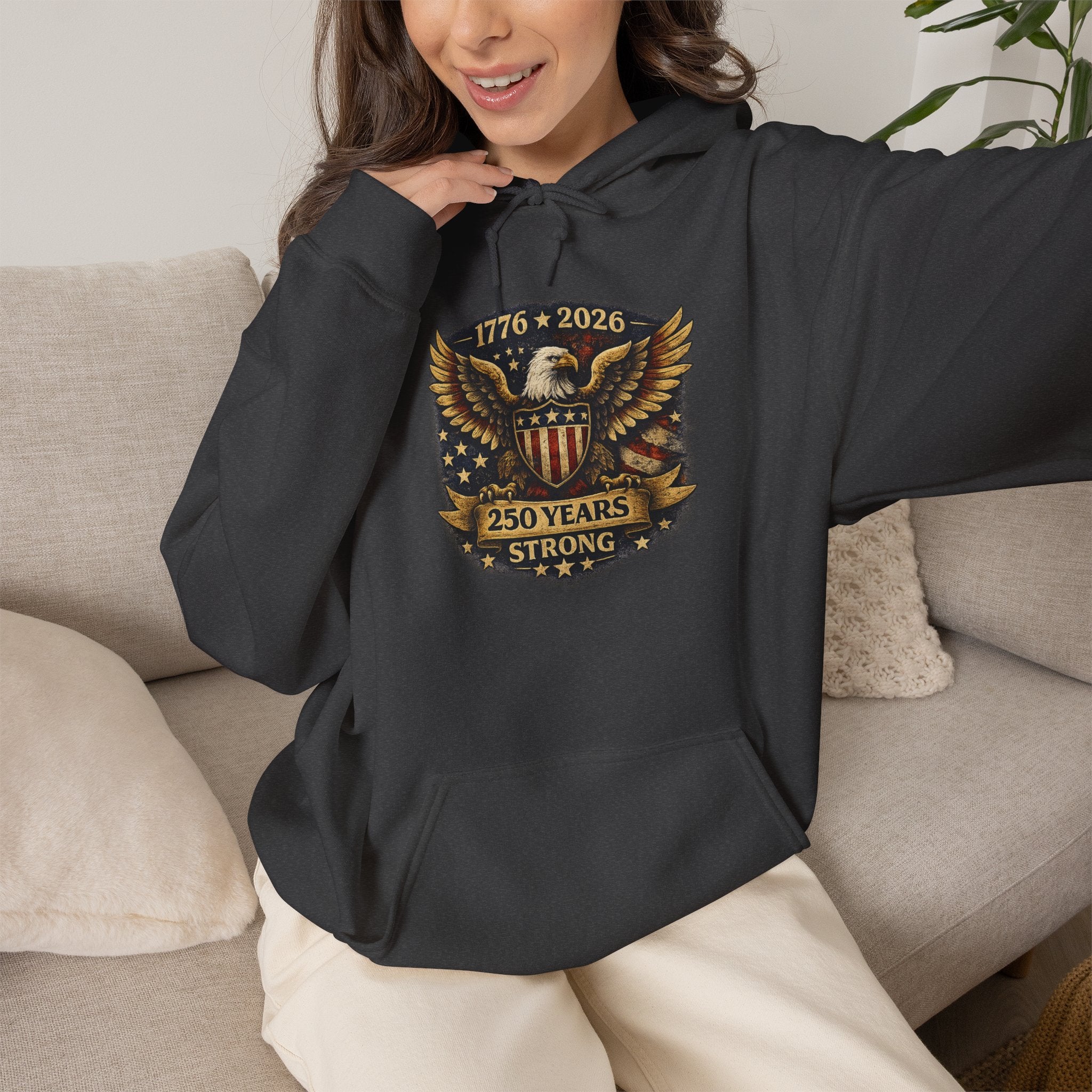 250 Years Strong Eagle Hoodie — 1776‑2026 Patriotic Anniversary Sweatshirt