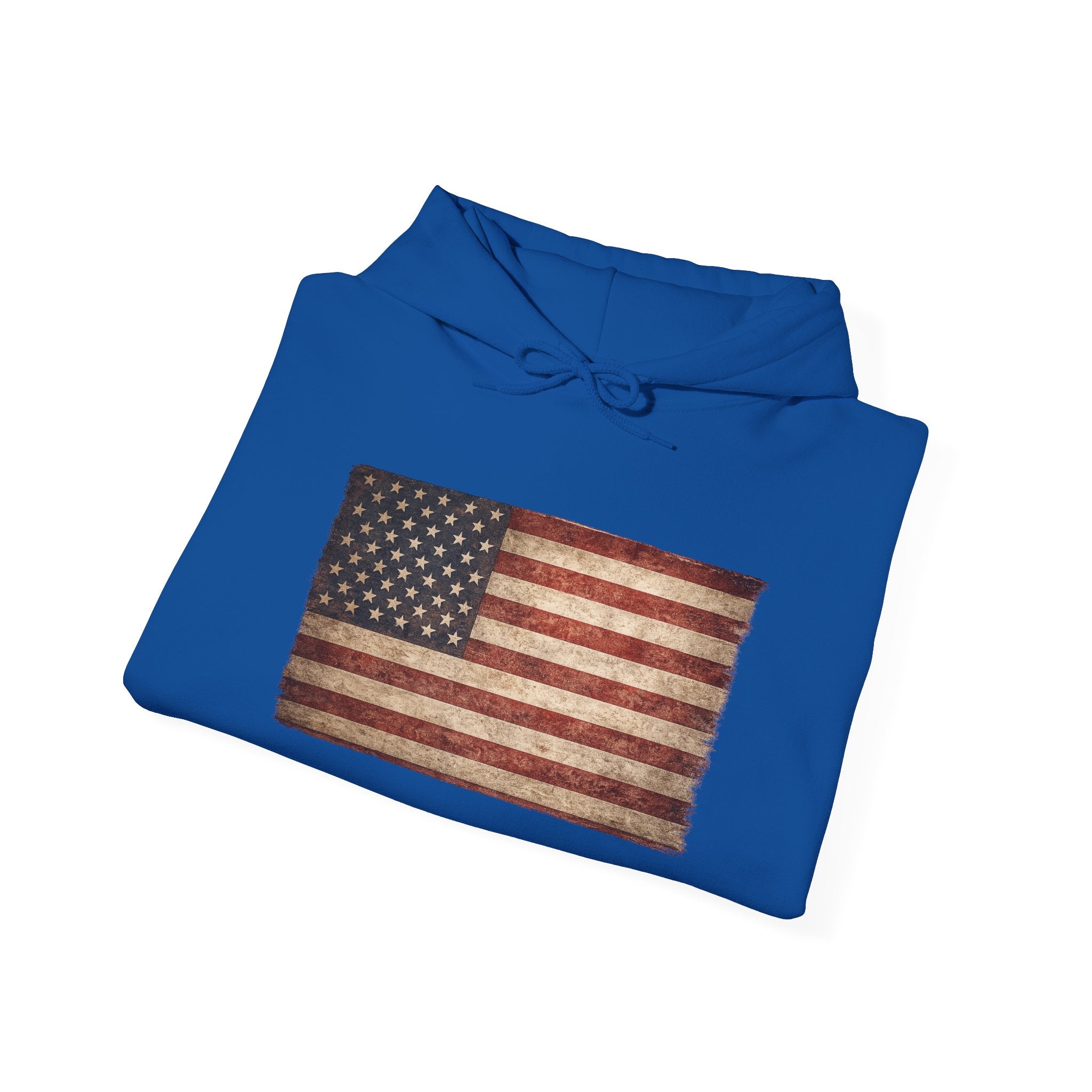 Distressed American Flag Hoodie – Vintage USA Patriotic Pullover