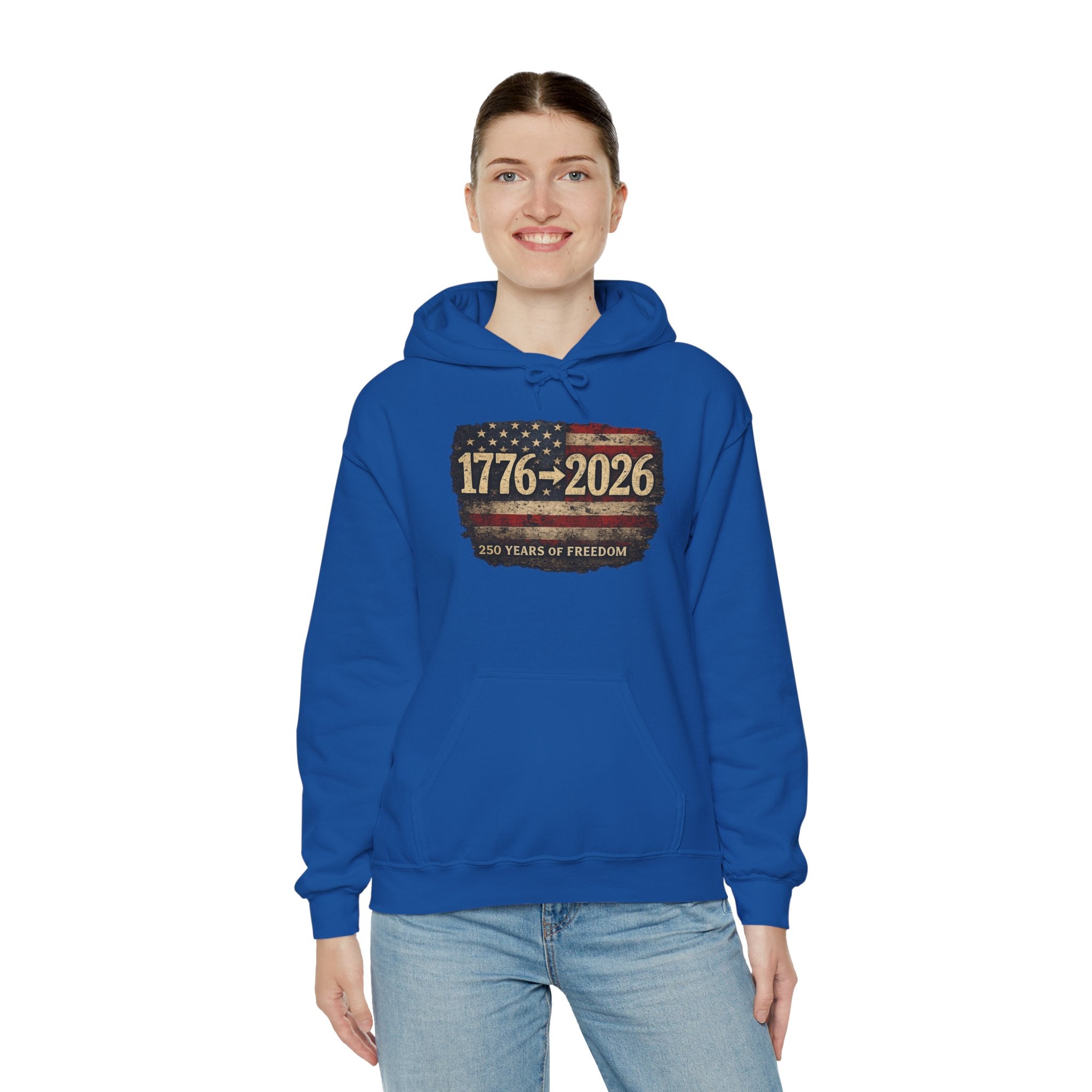 1776–2026 - 250 Years of Freedom Hoodie — Patriotic American Flag Anniversary Sweatshirt