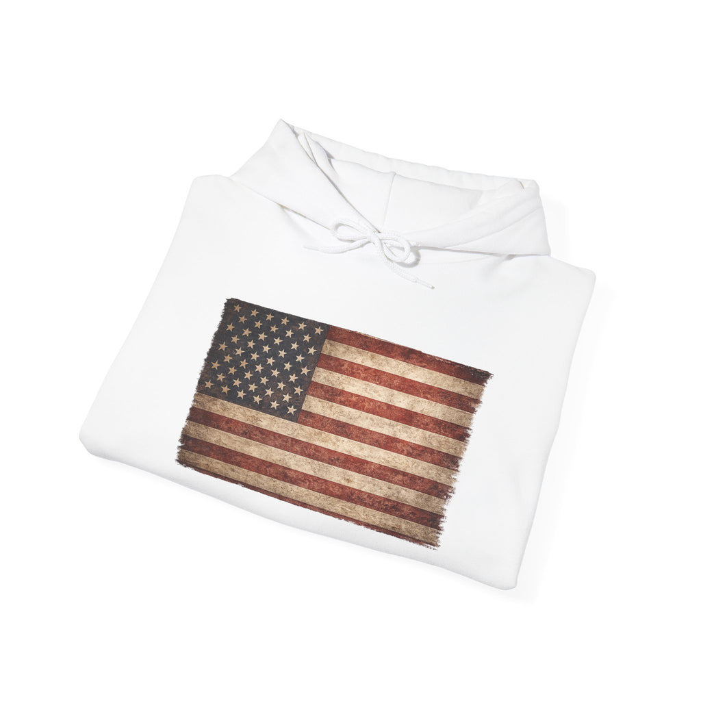 Vintage American Flag Hoodie — USA Patriotic Sweatshirt