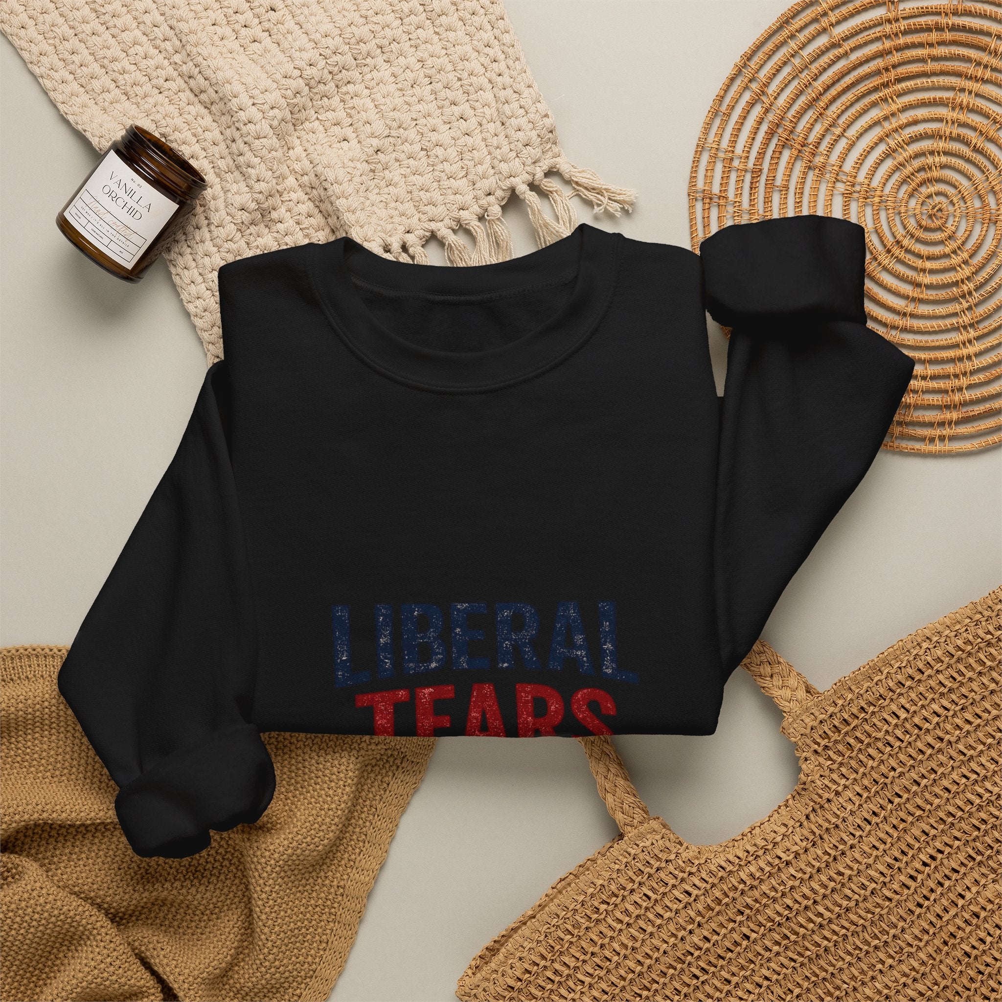 Crewneck Sweatshirt — "Liberal Tears" Patriotic Graphic