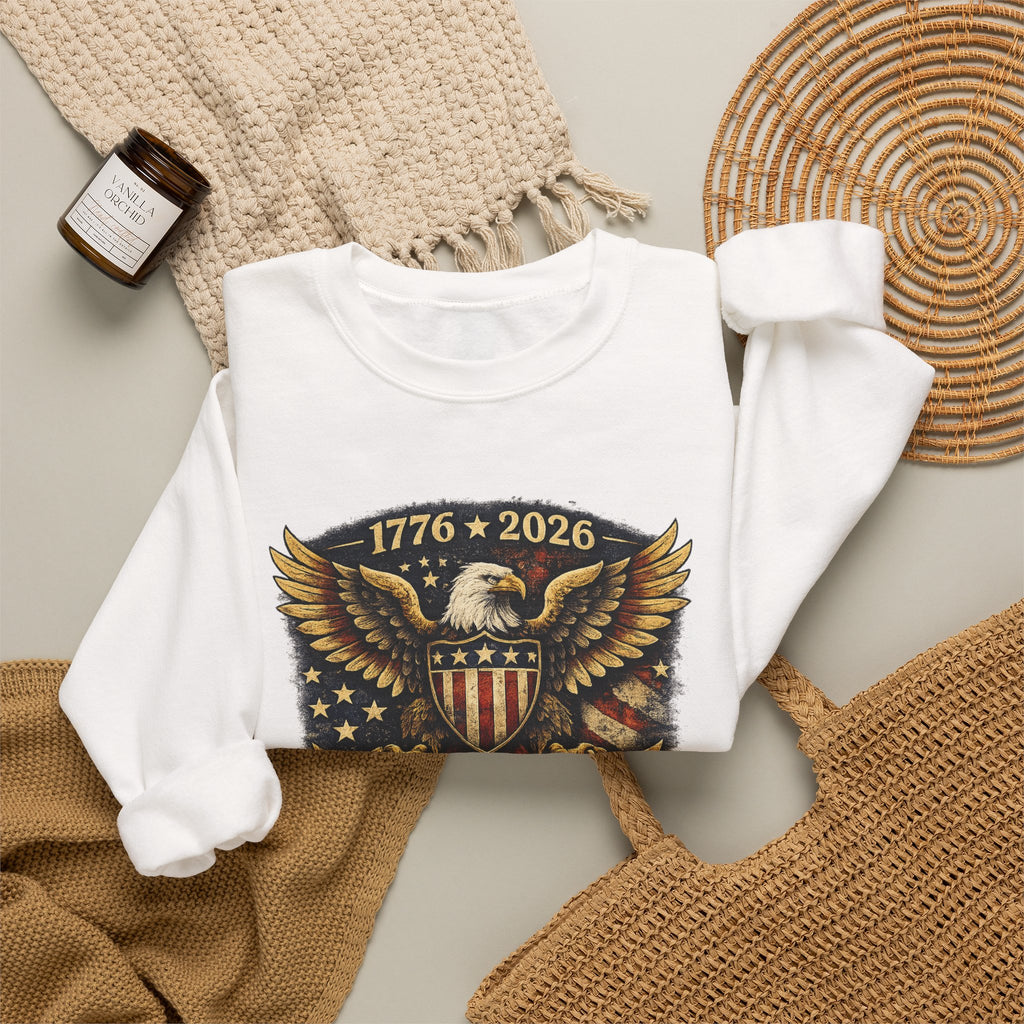 Crewneck Sweatshirt — 1776–2026 250 Years Strong Eagle Shield Patriotic