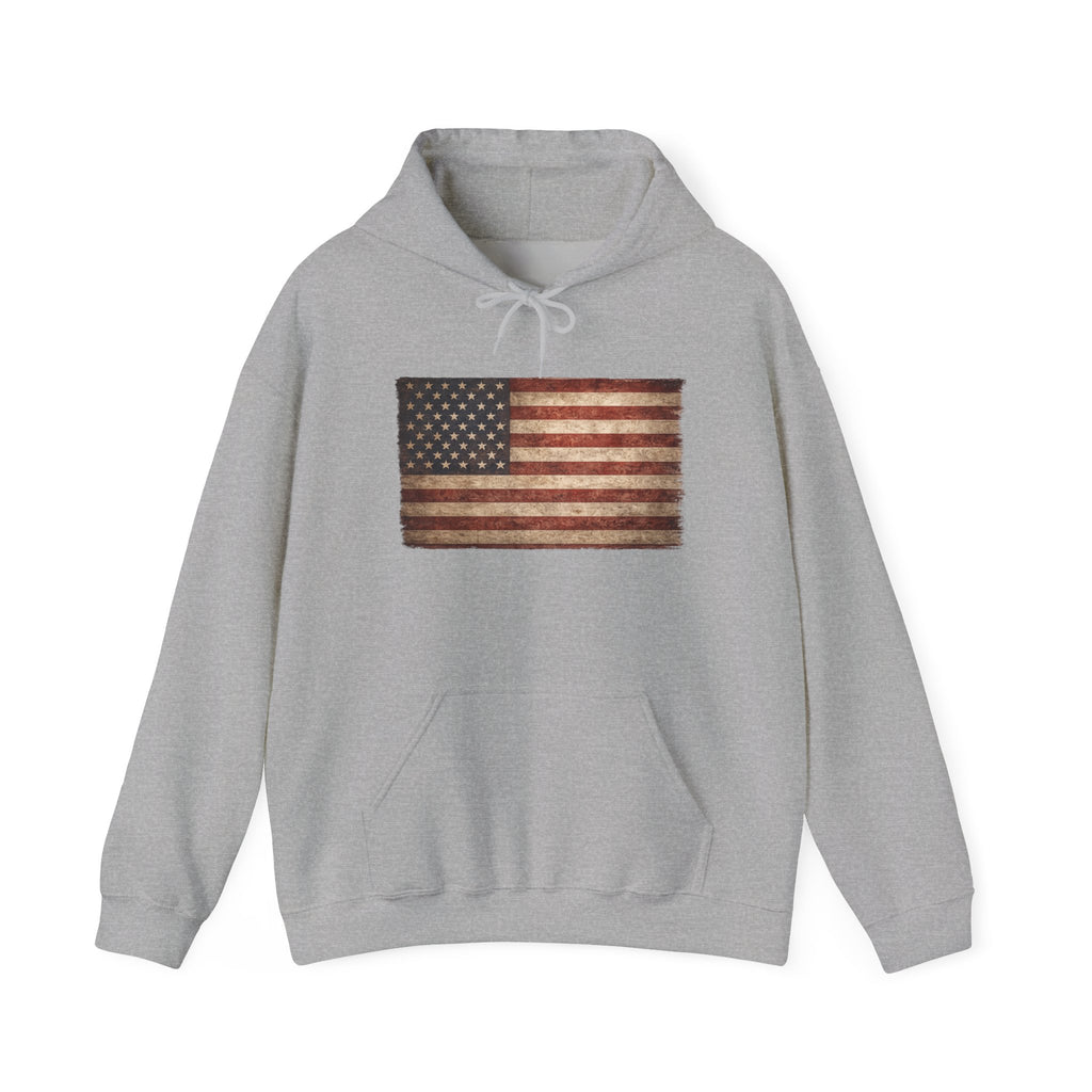 Vintage American Flag Hoodie — USA Patriotic Sweatshirt